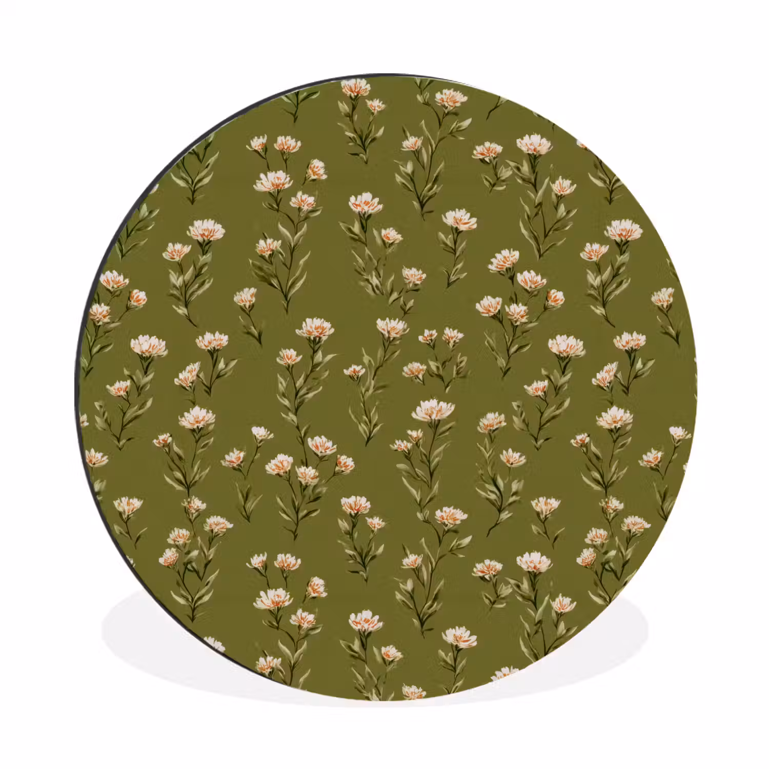 Landelijk - Bloemen - Groen Wandcirkel aluminium klein 190 -3d