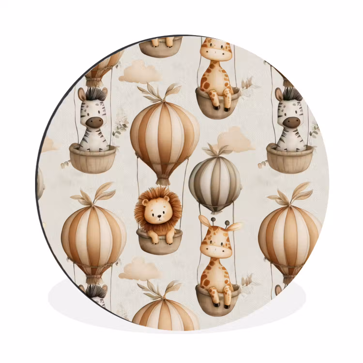 Safari - Luchtballonen - Taupe Wandcirkel aluminium klein 190 -3d