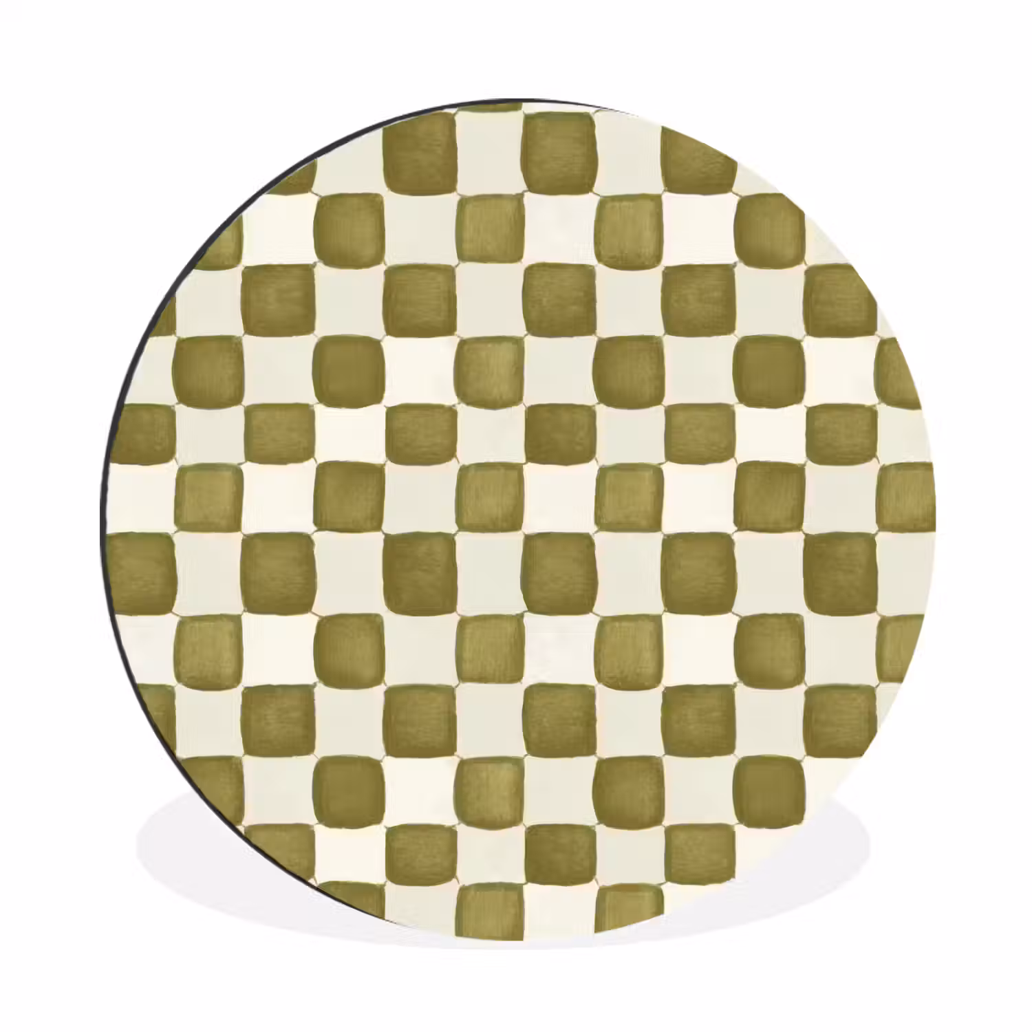 Schaak - Patroon - Groen Wandcirkel aluminium klein 190 -3d