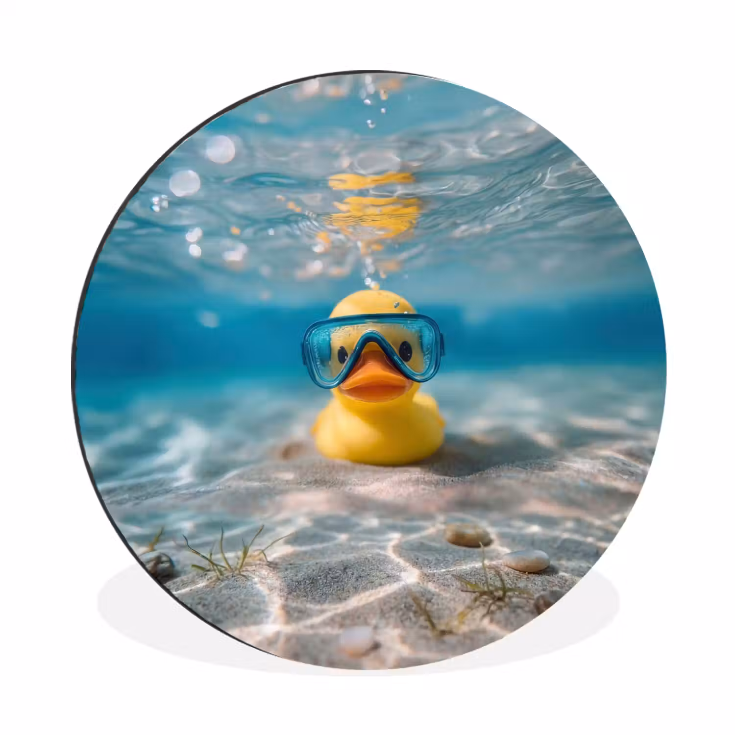 Duikbril - Eend - Water Wandcirkel aluminium klein -3d