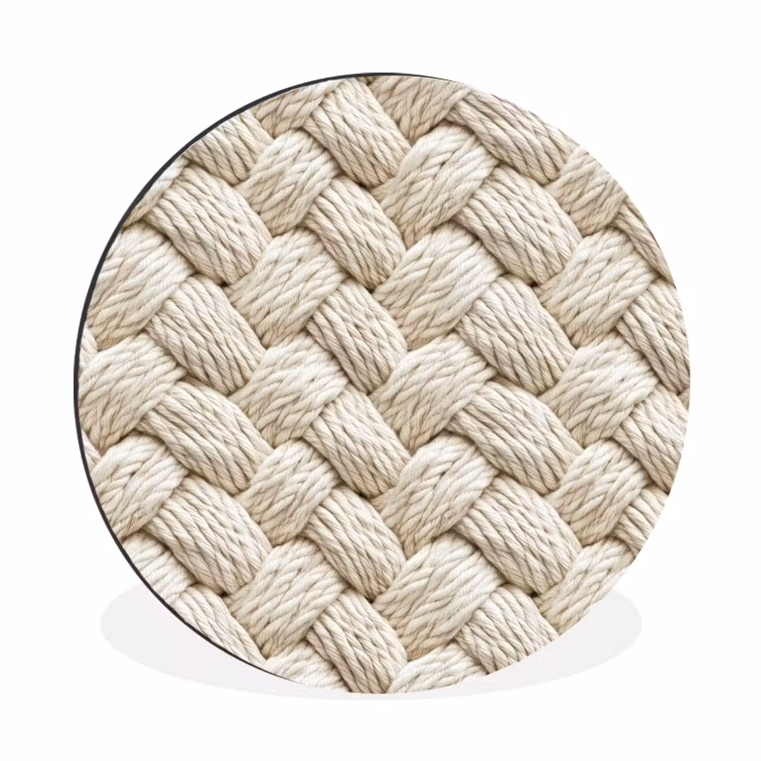 Touw - Gebreid - Beige Wandcirkel aluminium klein 190 -3d