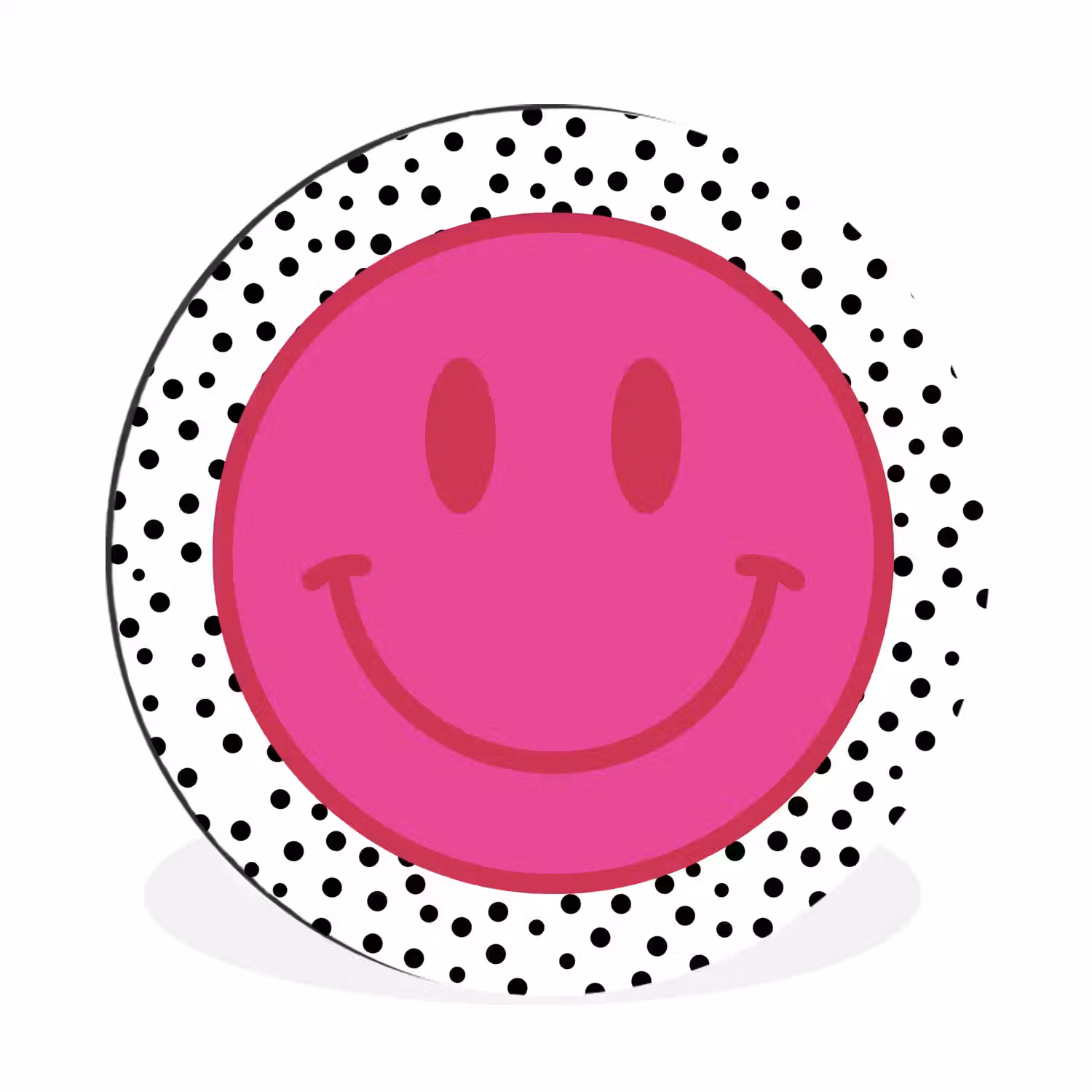 Smiley - Roze - Stippen Wandcirkel aluminium klein -3d