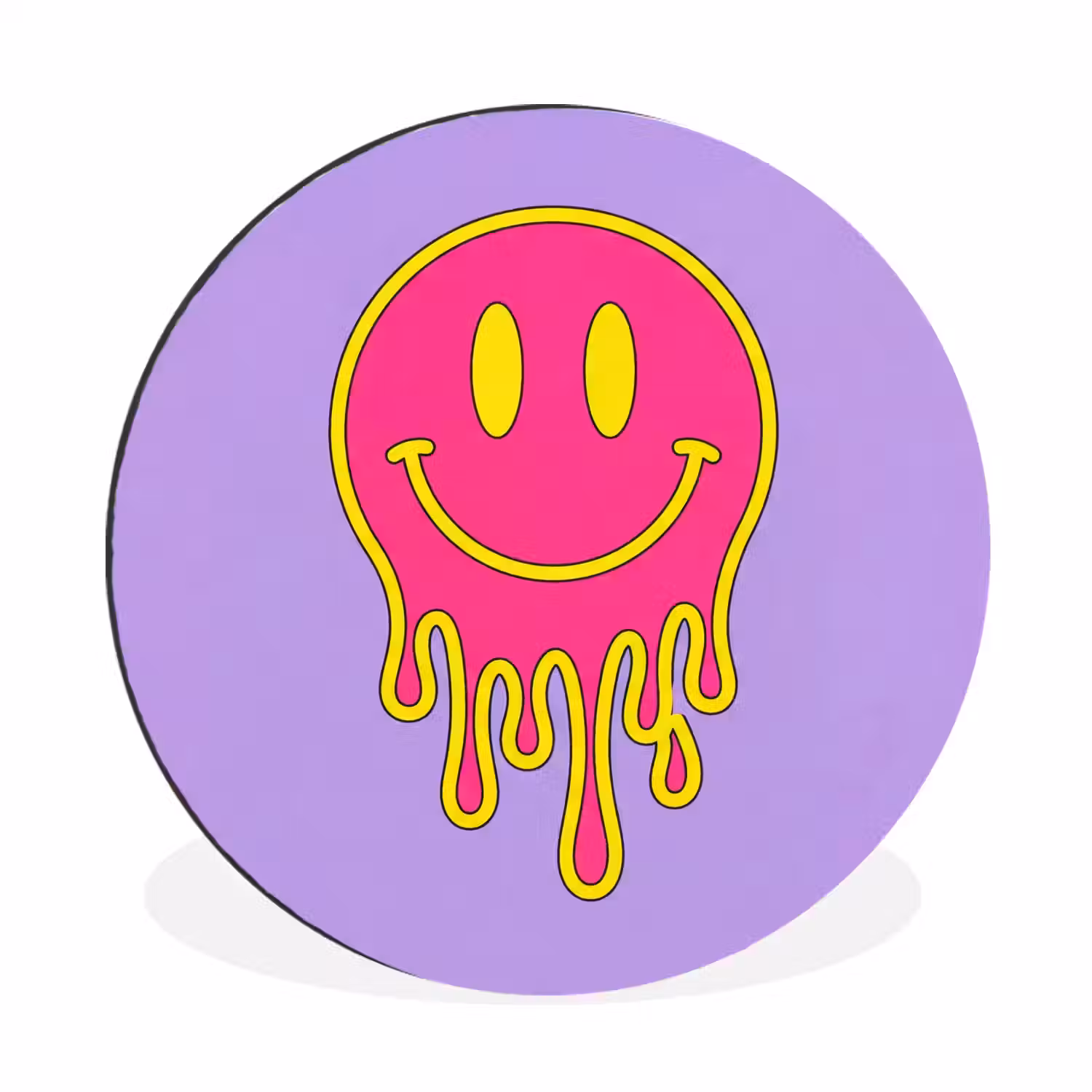 Smiley - Drip - Neon Wandcirkel aluminium klein -3d