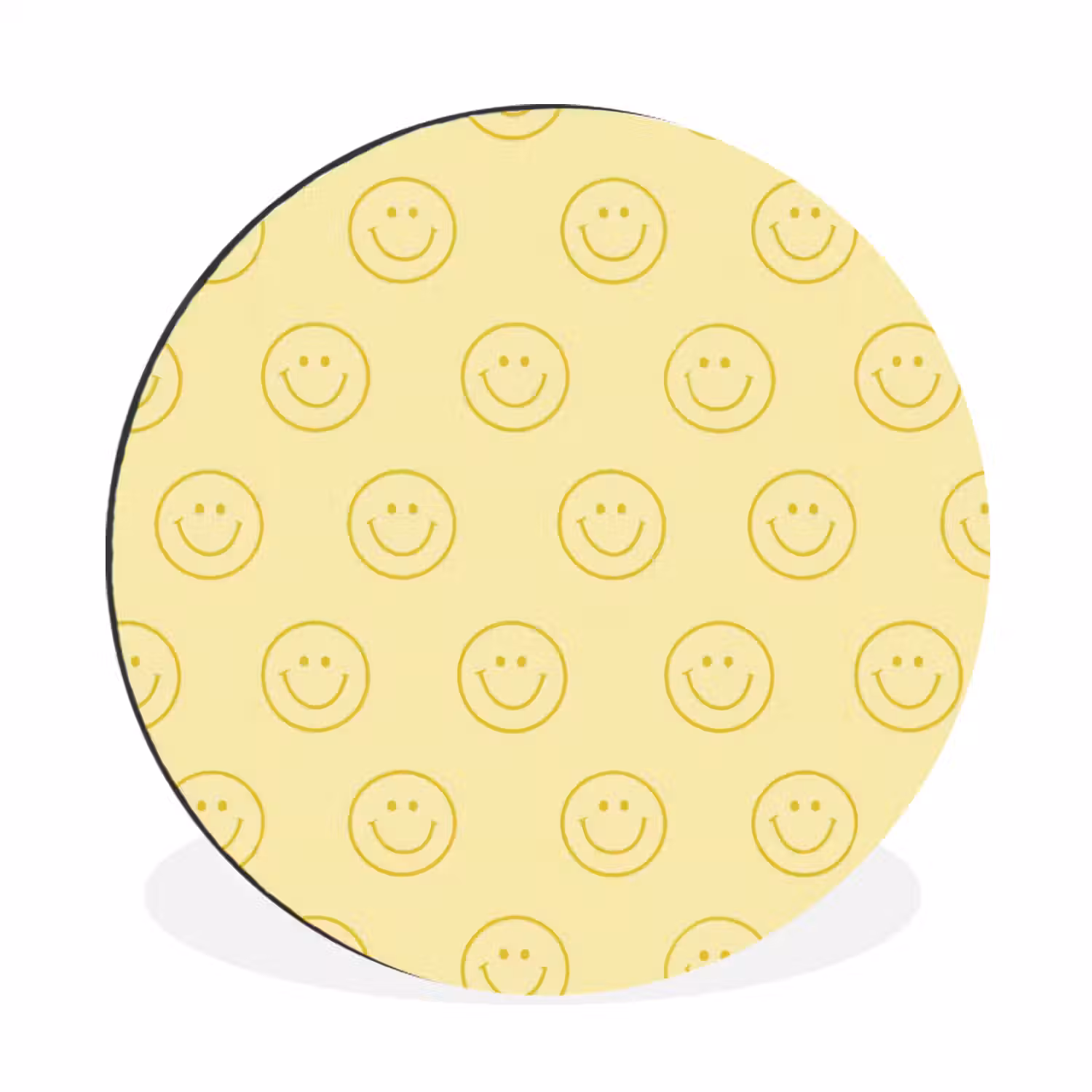 Smileys - Patroon - Retro - Zachtgeel Wandcirkel aluminium klein 190 -3d