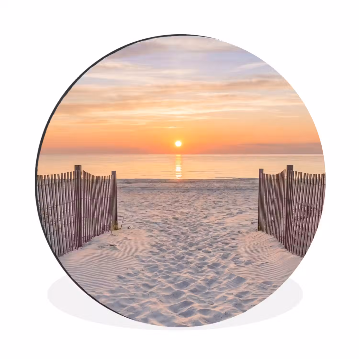 Zonsondergang - Strand - Zand Wandcirkel aluminium klein -3d