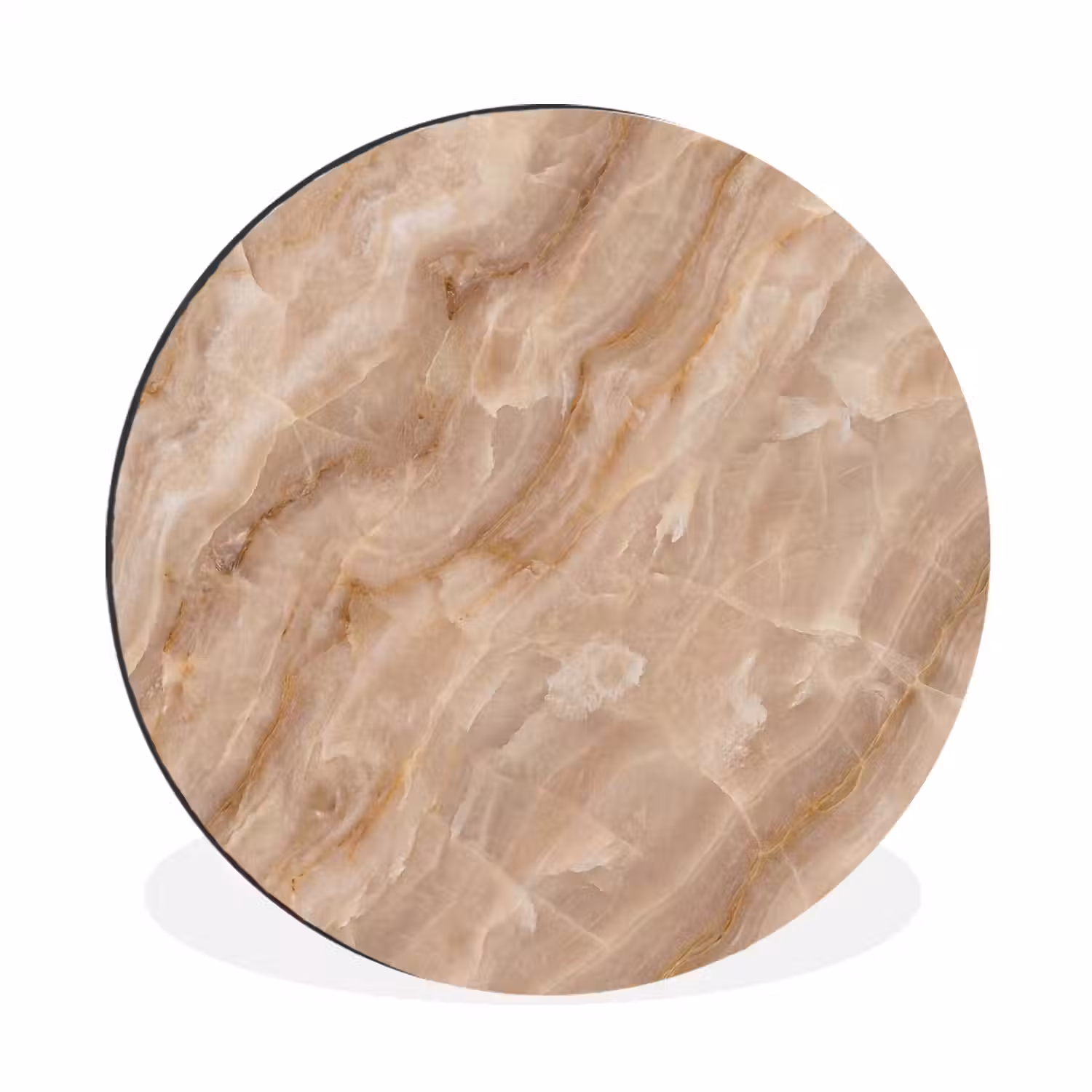 Steen - Ader - Natuur - Modern - Beige Wandcirkel aluminium klein -3d