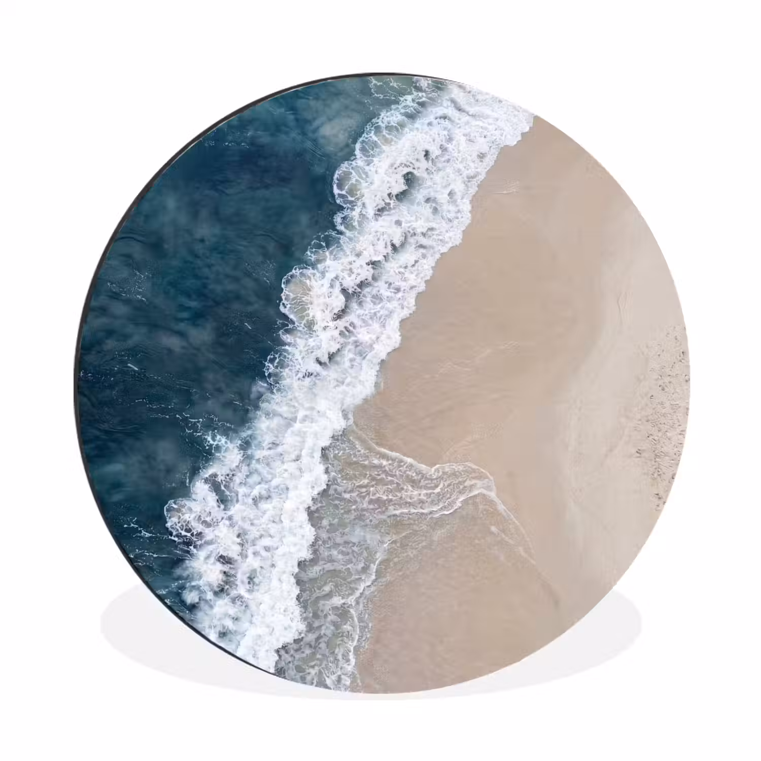 Strand - Zee - Golven Wandcirkel aluminium klein -3d