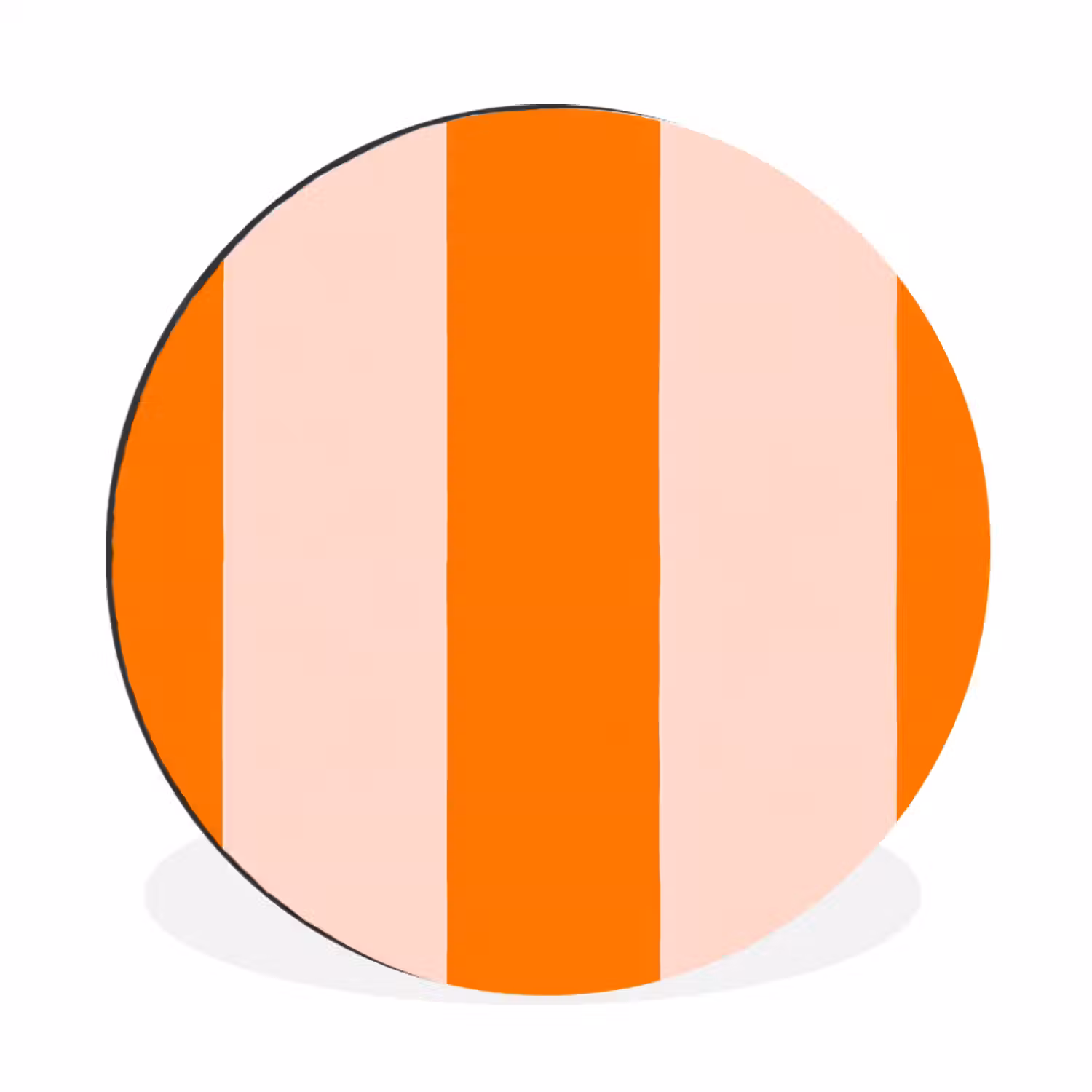 Strepen - Modern - Oranje Wandcirkel aluminium klein 190 -3d