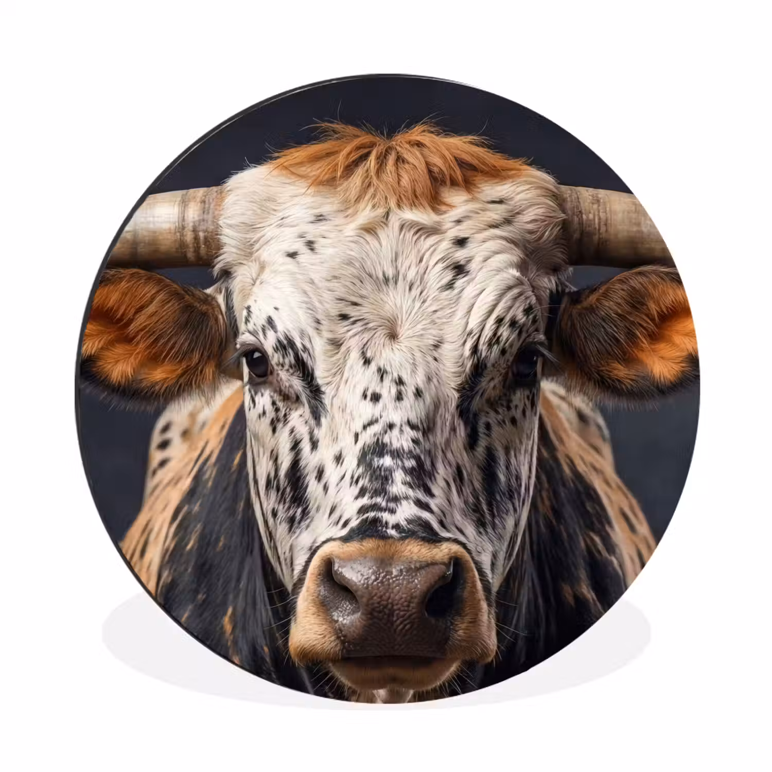 Stier - Kleurrijk - Hoorns Wandcirkel aluminium klein -3d