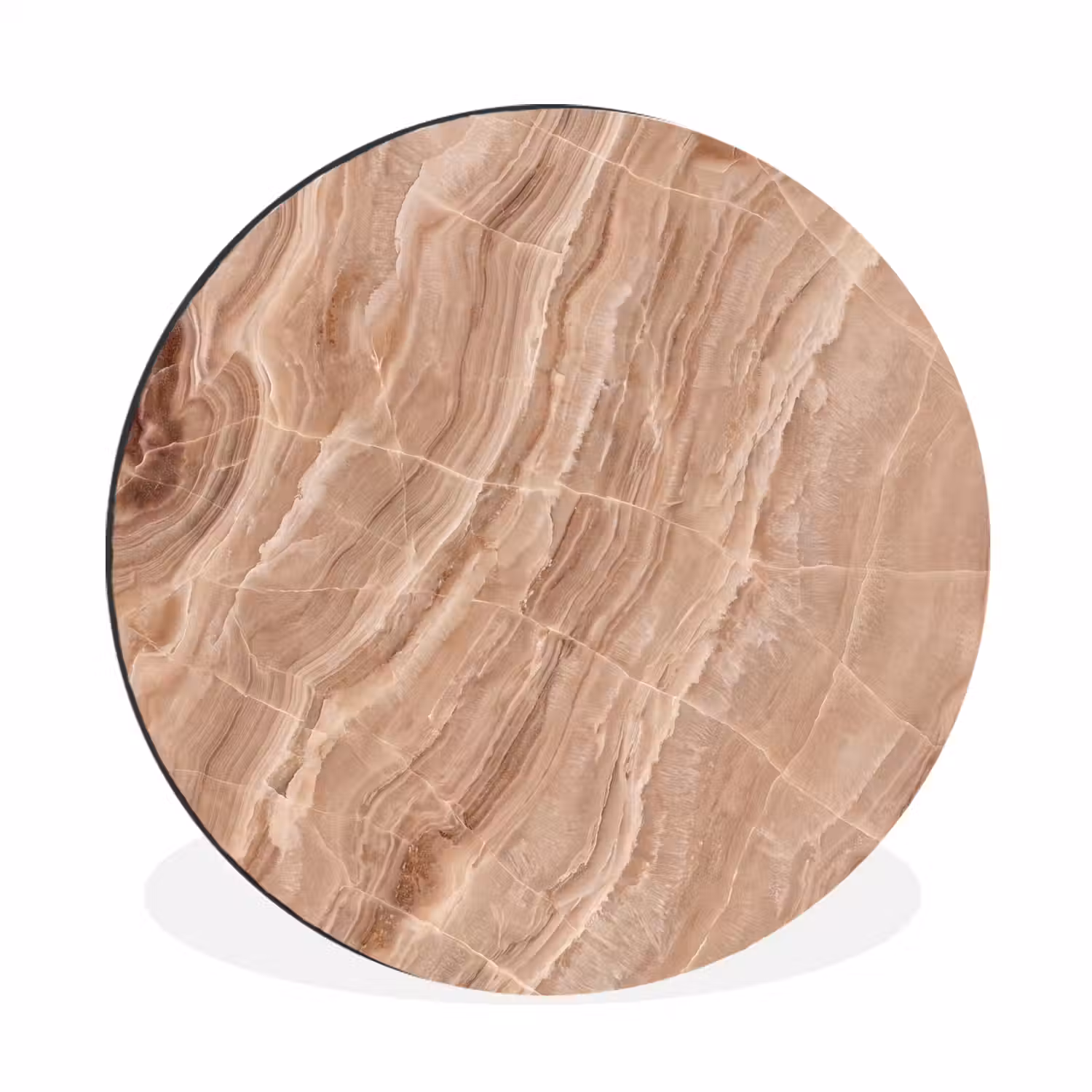 Textuur - Golvend - Abstract - Warm - Bruin Wandcirkel aluminium klein -3d