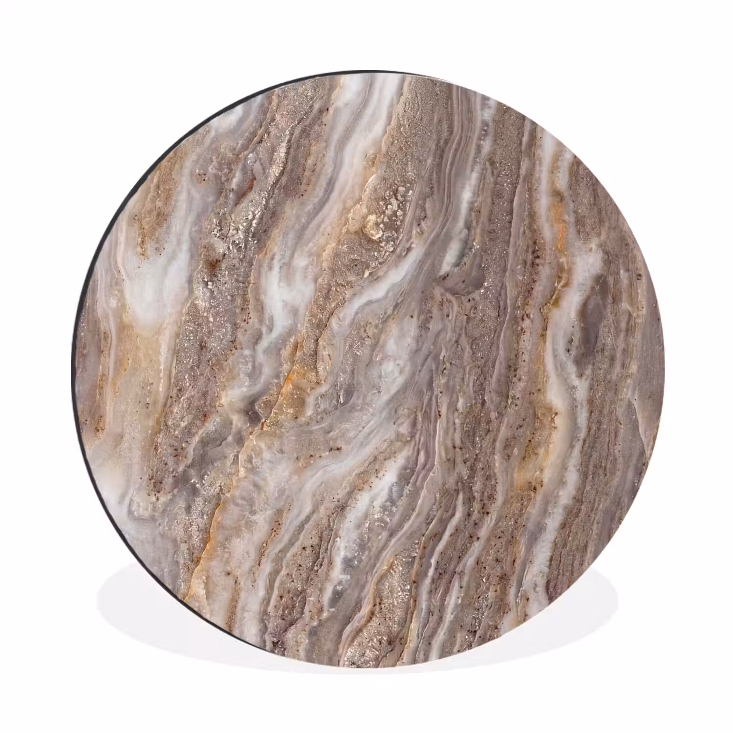 Textuur - Steen - Abstract - Beige Wandcirkel aluminium klein -3d