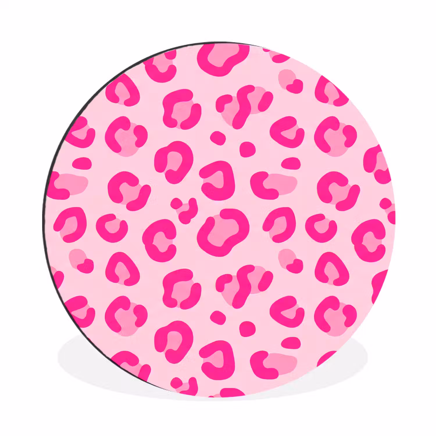 Dierenprint - Patroon - Abstract - Modern - Roze Wandcirkel aluminium klein -3d