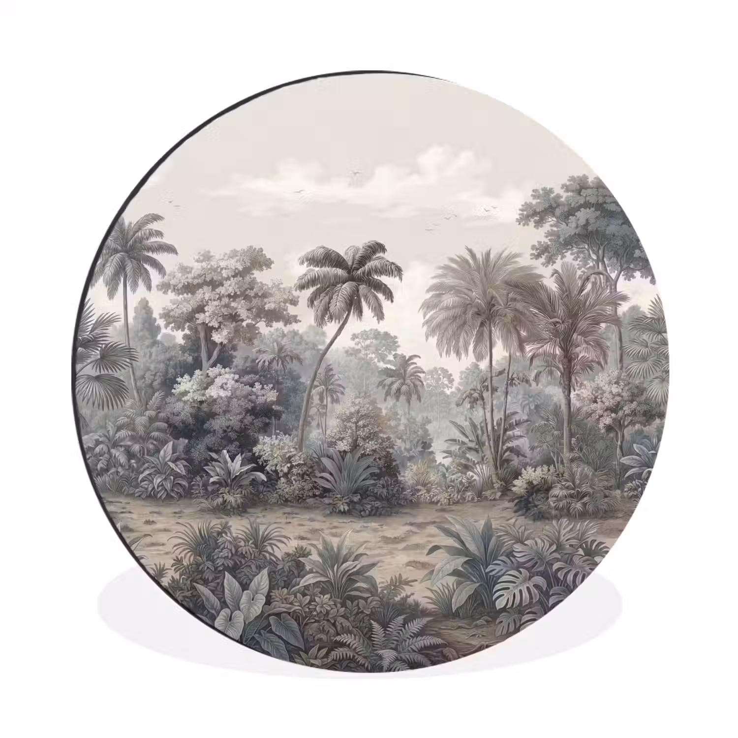 Tropisch - Landschap - Illustratie Wandcirkel aluminium klein -3d