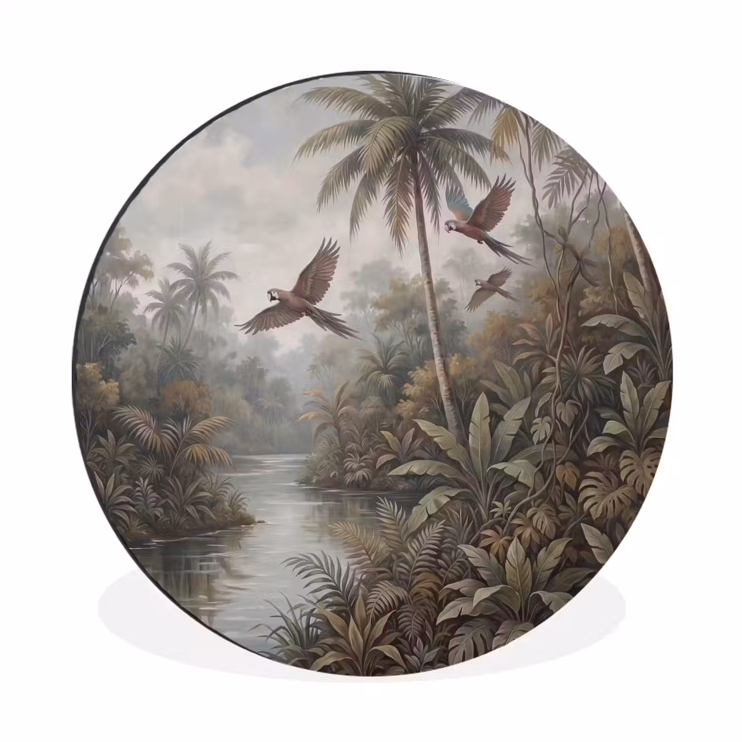 Vogel - Vliegend - Tropisch - Landschap - Klassiek Wandcirkel aluminium klein -3d