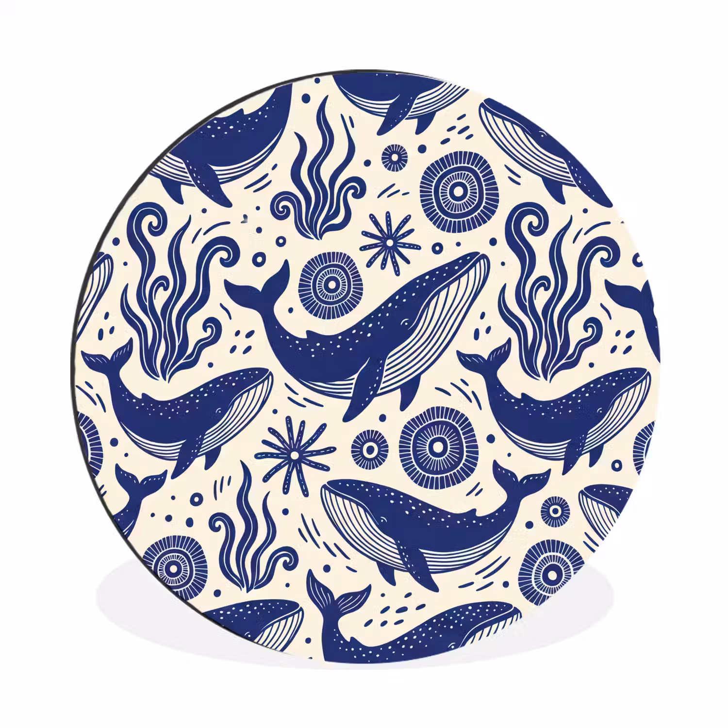 Walvis - Onderwater - Dieren - Abstract - Blauw Wandcirkel aluminium klein -3d