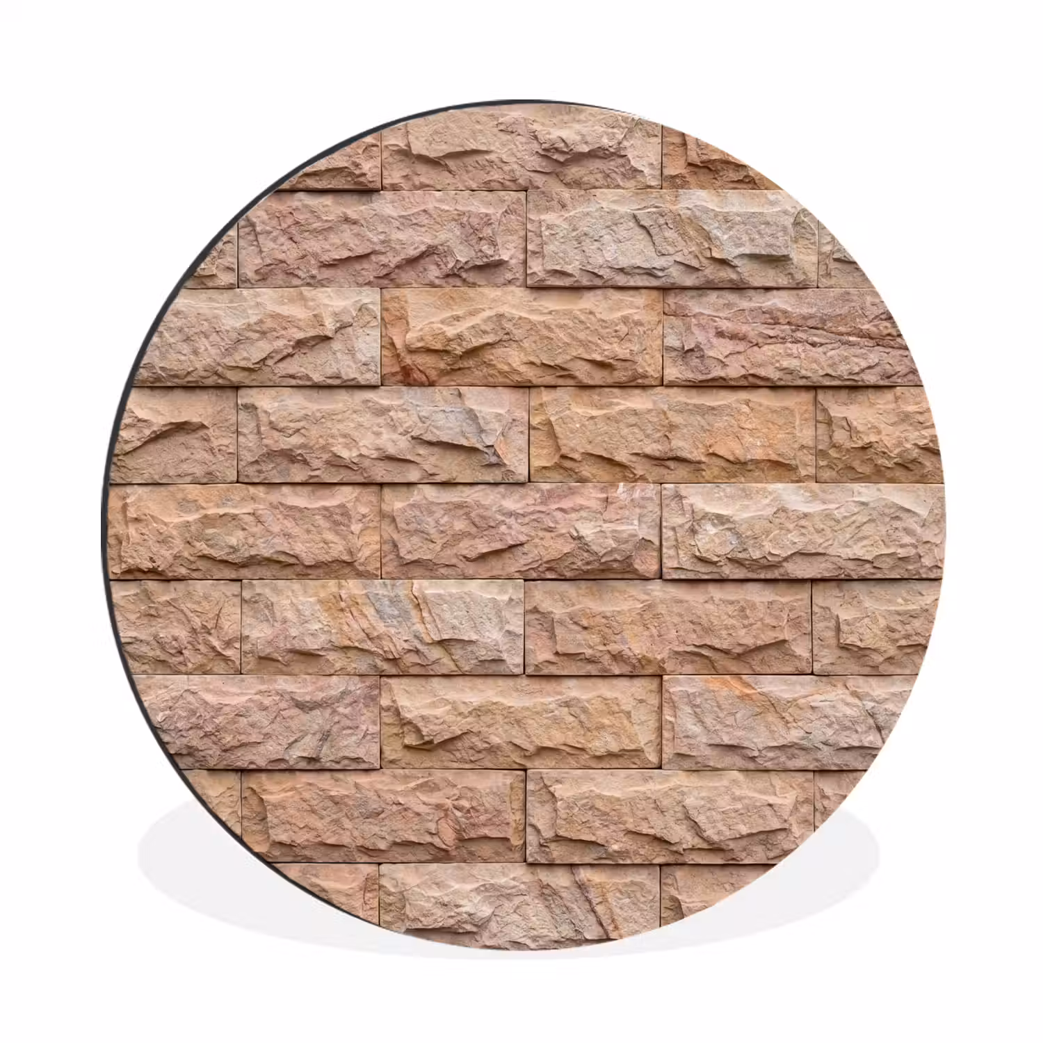 Muur - Steen - Ruw - Textuur - Beige Wandcirkel aluminium klein -3d