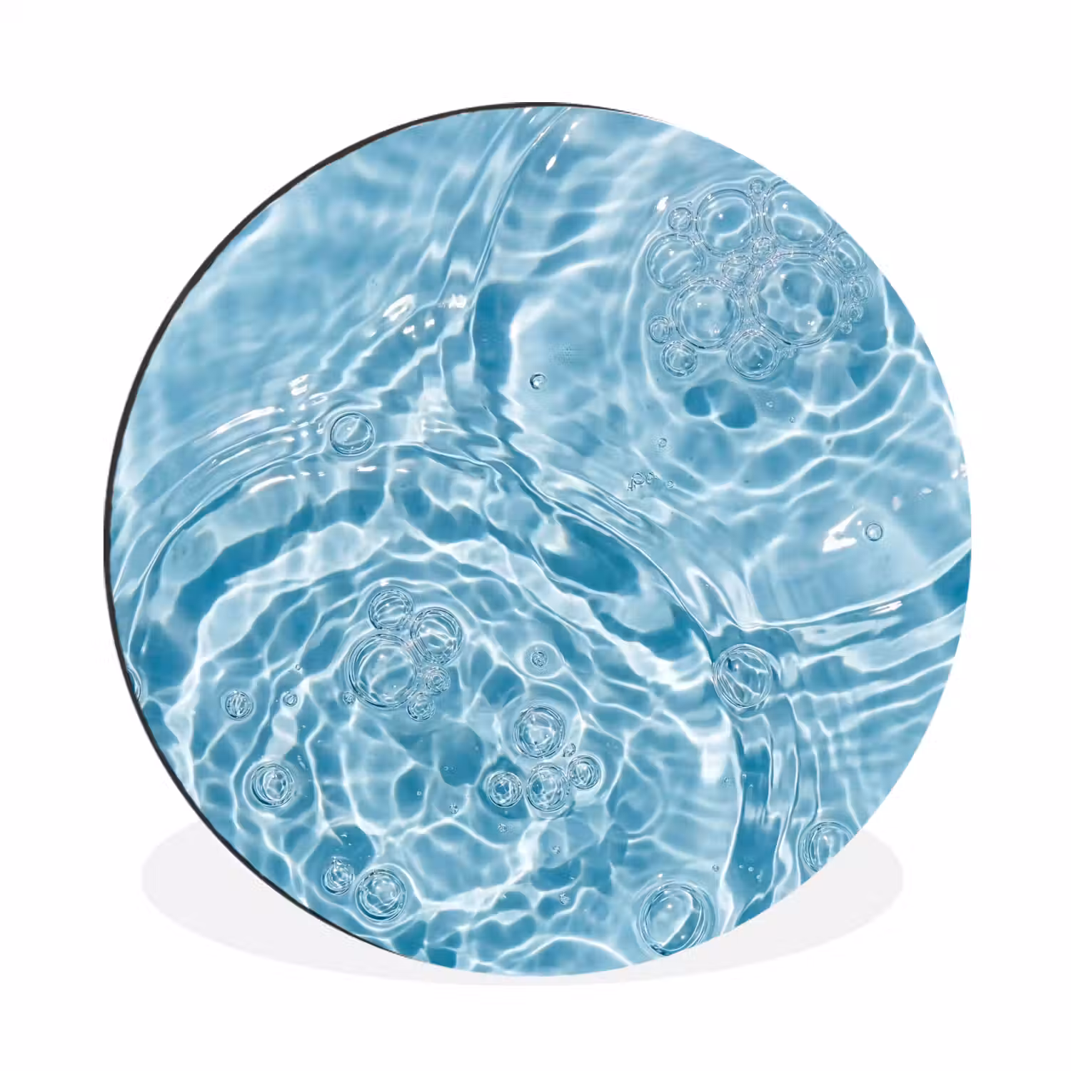Water - Blauw - bubbels Wandcirkel aluminium klein -3d