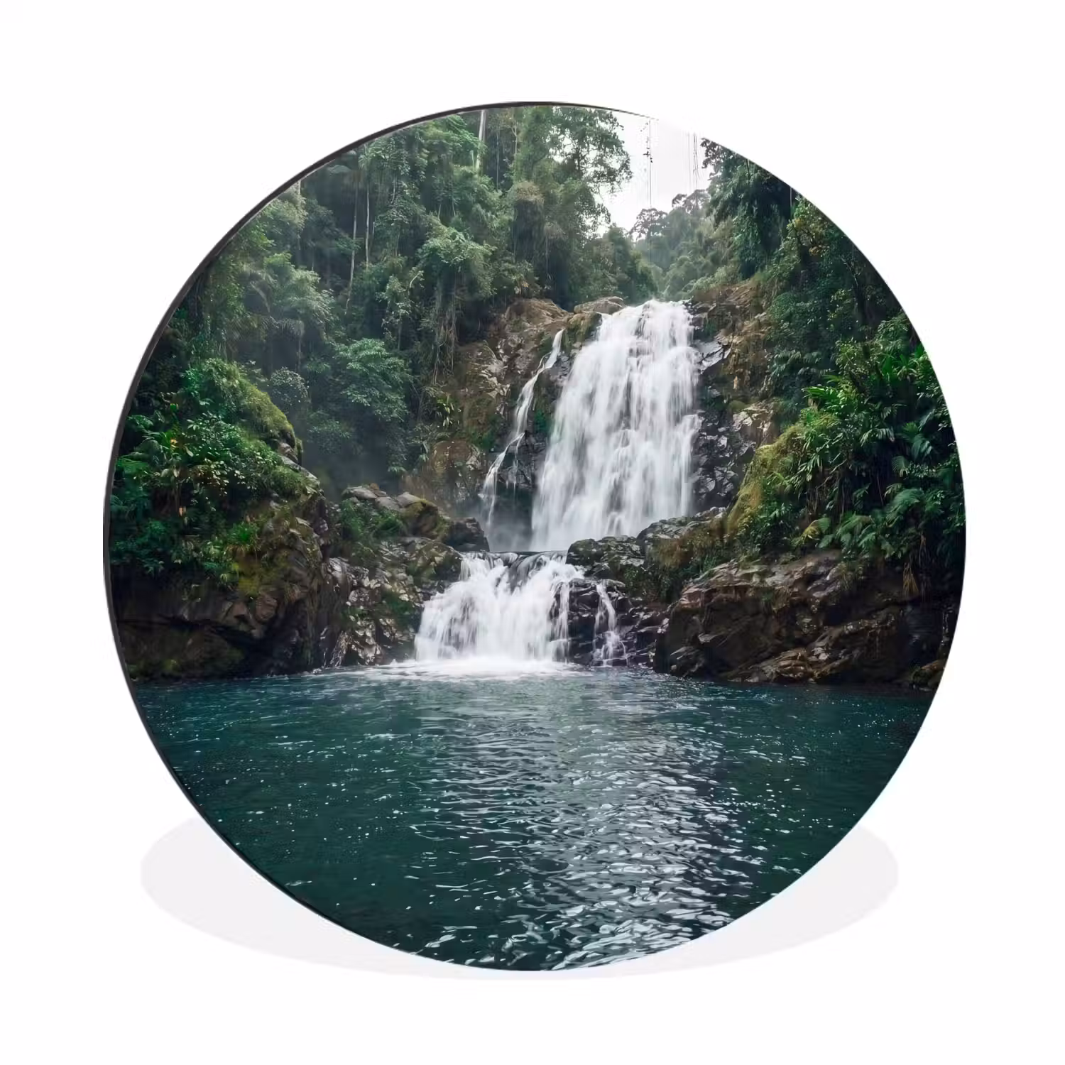 Waterfall - Forest - Nature - Greenkhgyguyg Wandcirkel aluminium klein -3d