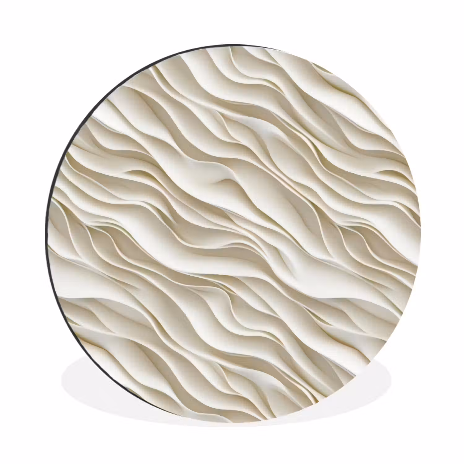 Golven - Wit - Minimalistisch Wandcirkel aluminium klein 190 -3d