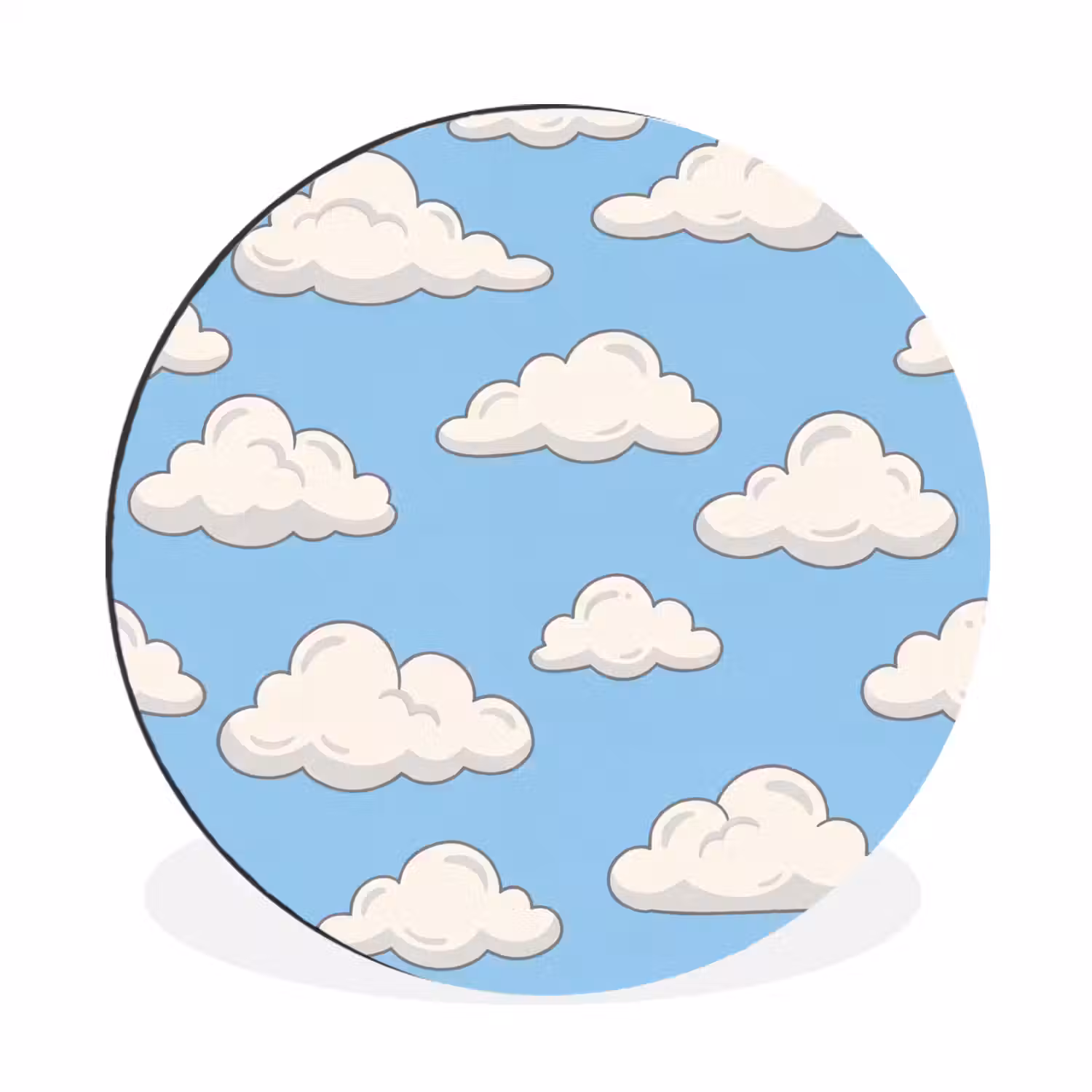Wolk - Cartoon - Lucht - Blauw - Wit Wandcirkel aluminium klein -3d