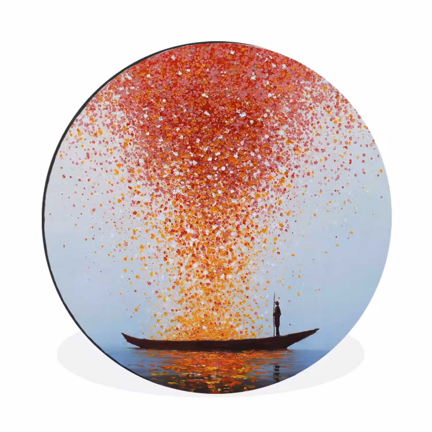 Wolk - Confetti - Boot - Wateroppervlakte Wandcirkel aluminium klein -3d