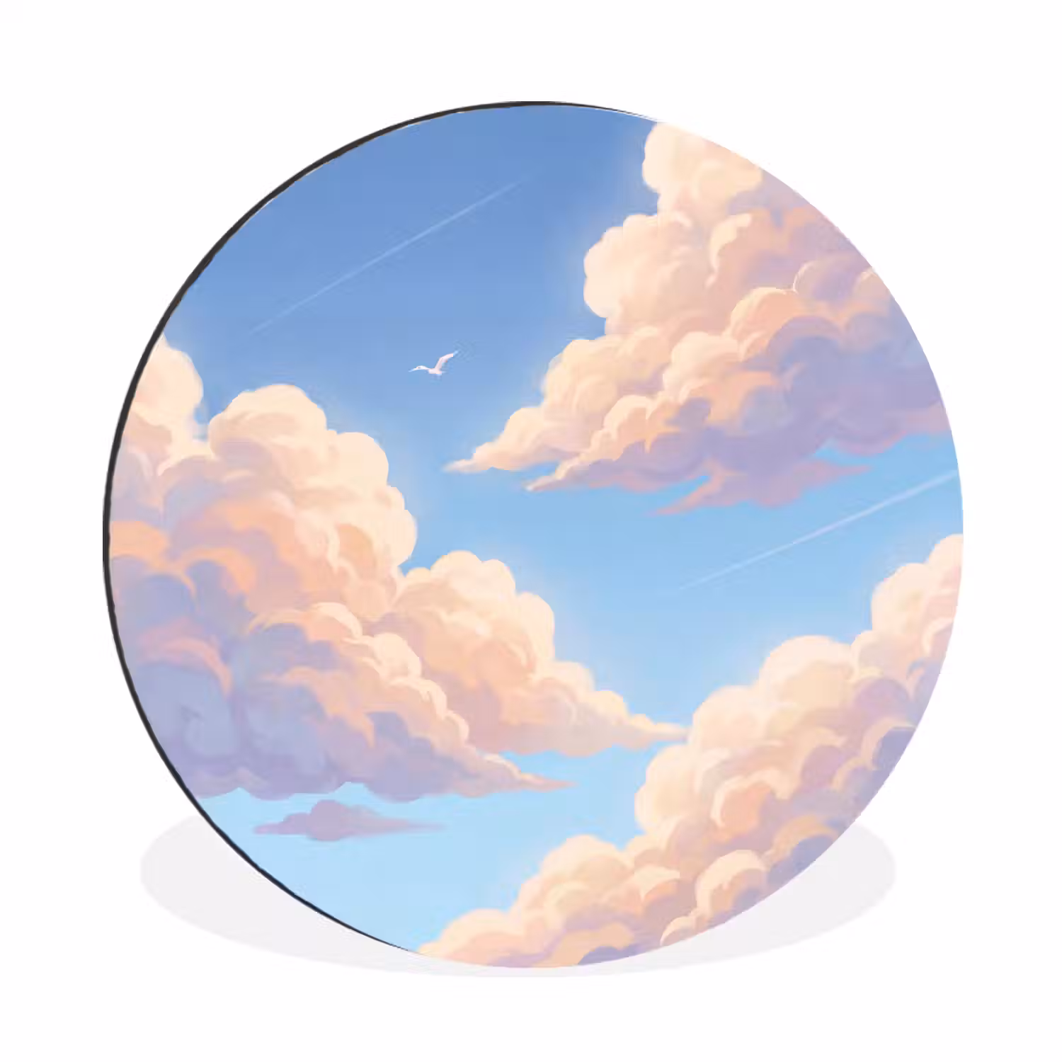 Wolken - Lucht - Natuur - Blauw Wandcirkel aluminium klein -3d