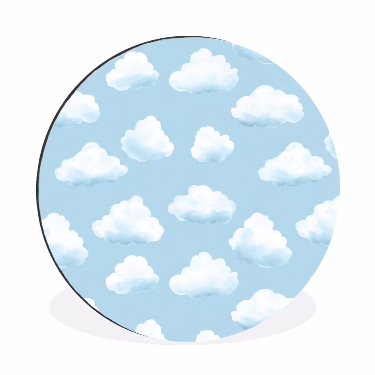 Wolken - Illustratie - Blauw Wandcirkel aluminium klein 190 -3d