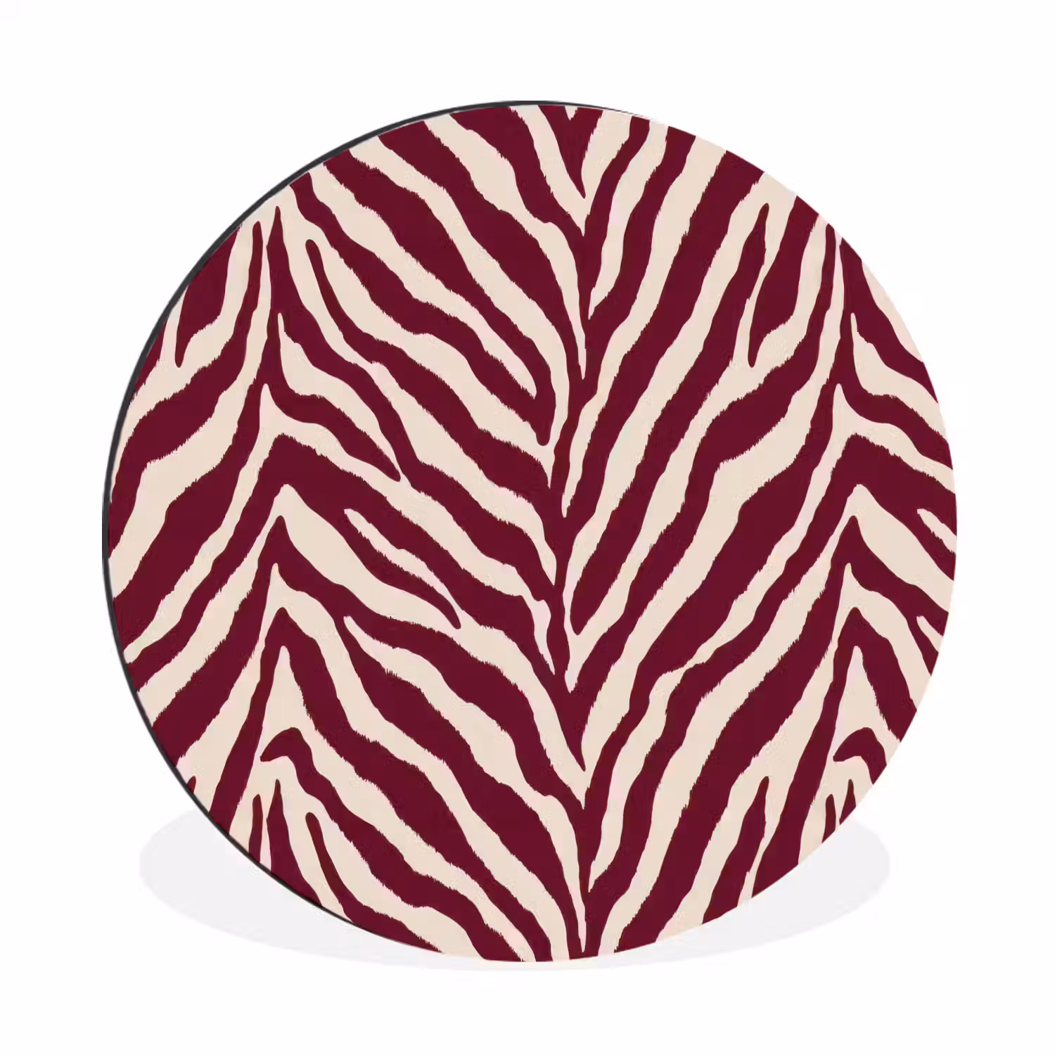 Zebra - Motief - Bordeaux - Rood Wandcirkel aluminium klein 190 -3d