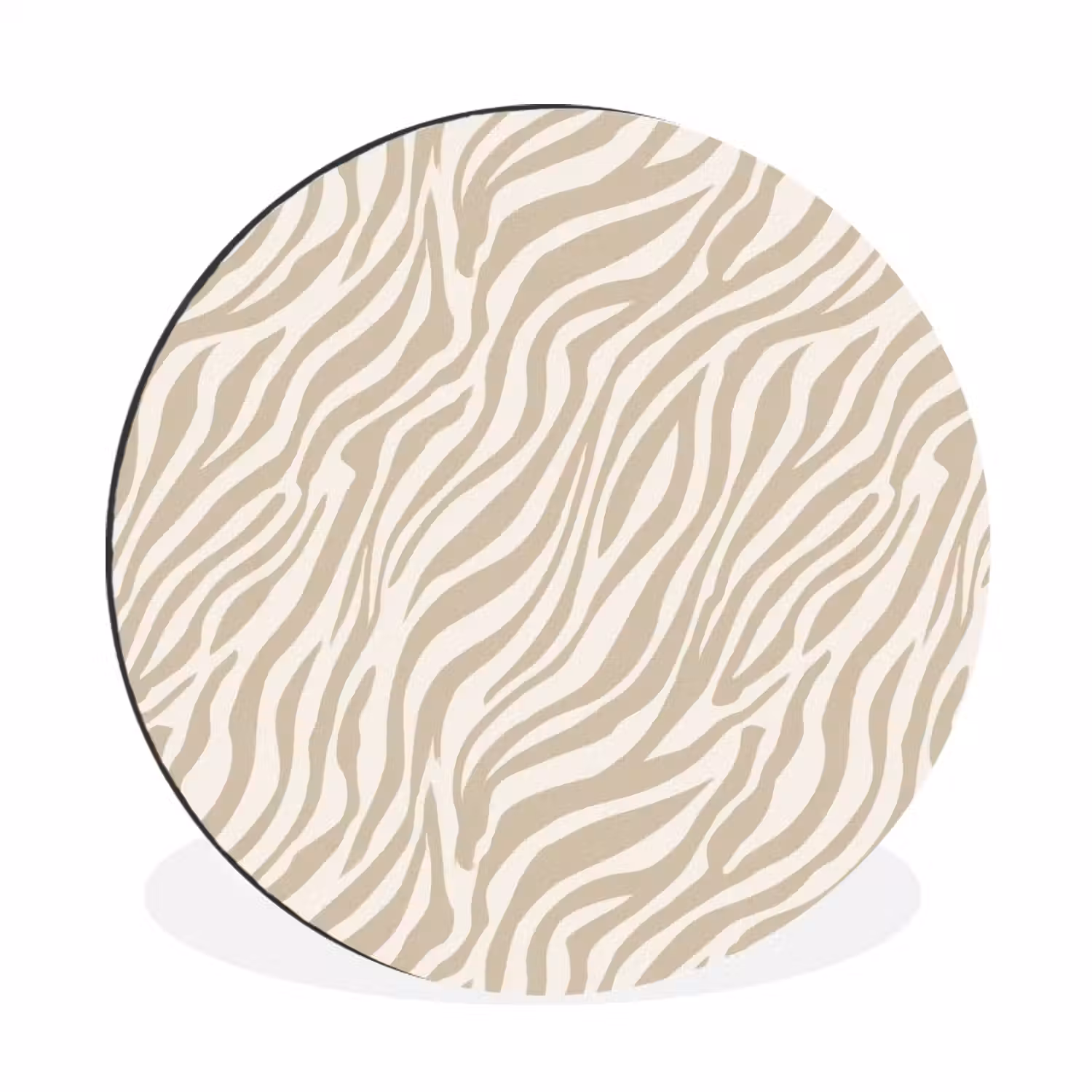 Zebra - Patroon - Beige Wandcirkel aluminium klein 190 -3d