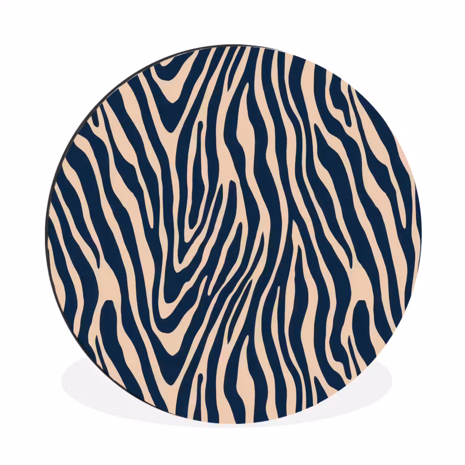 Zebra - Patroon - Blauw - Beige Wandcirkel aluminium klein 190 -3d