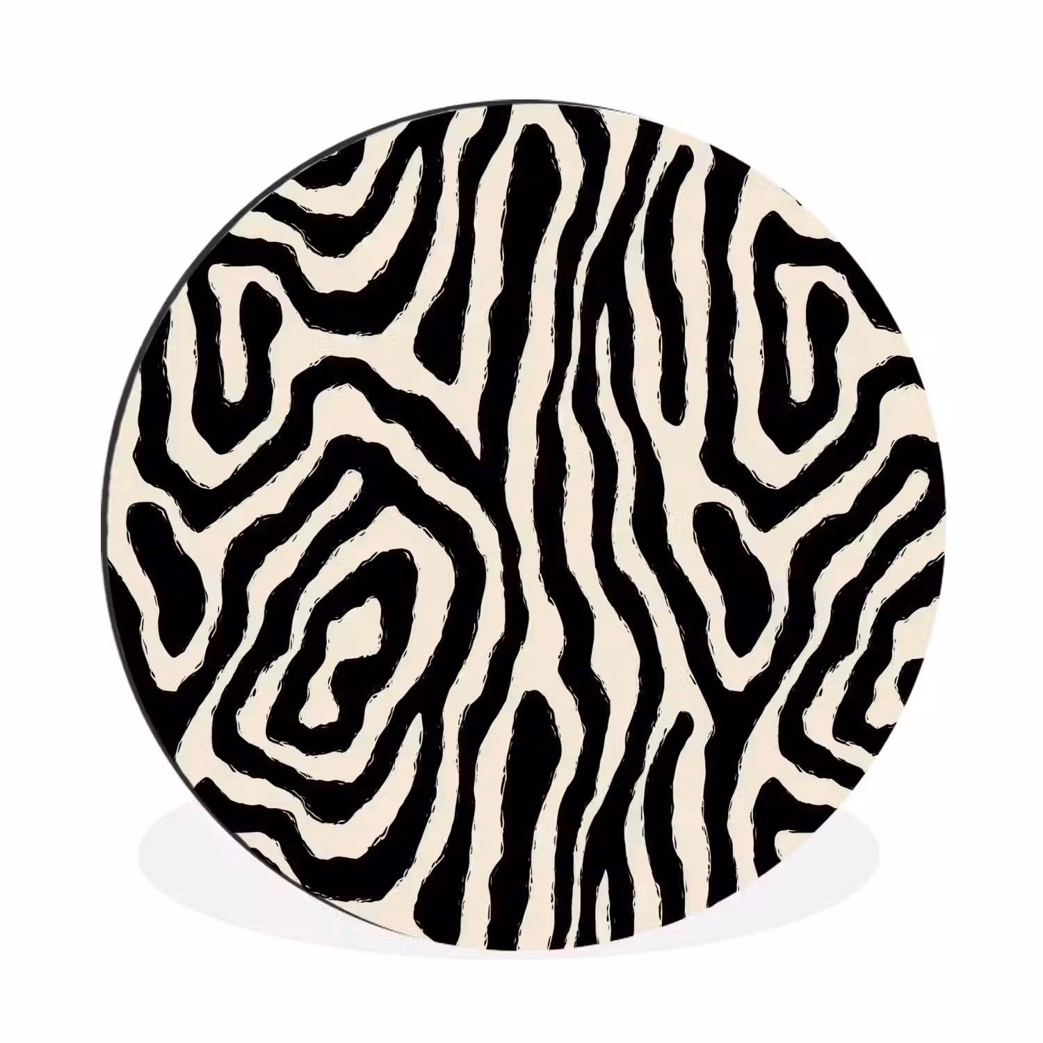 Zebra - Zwart - Abstract Wandcirkel aluminium klein 190 -3d