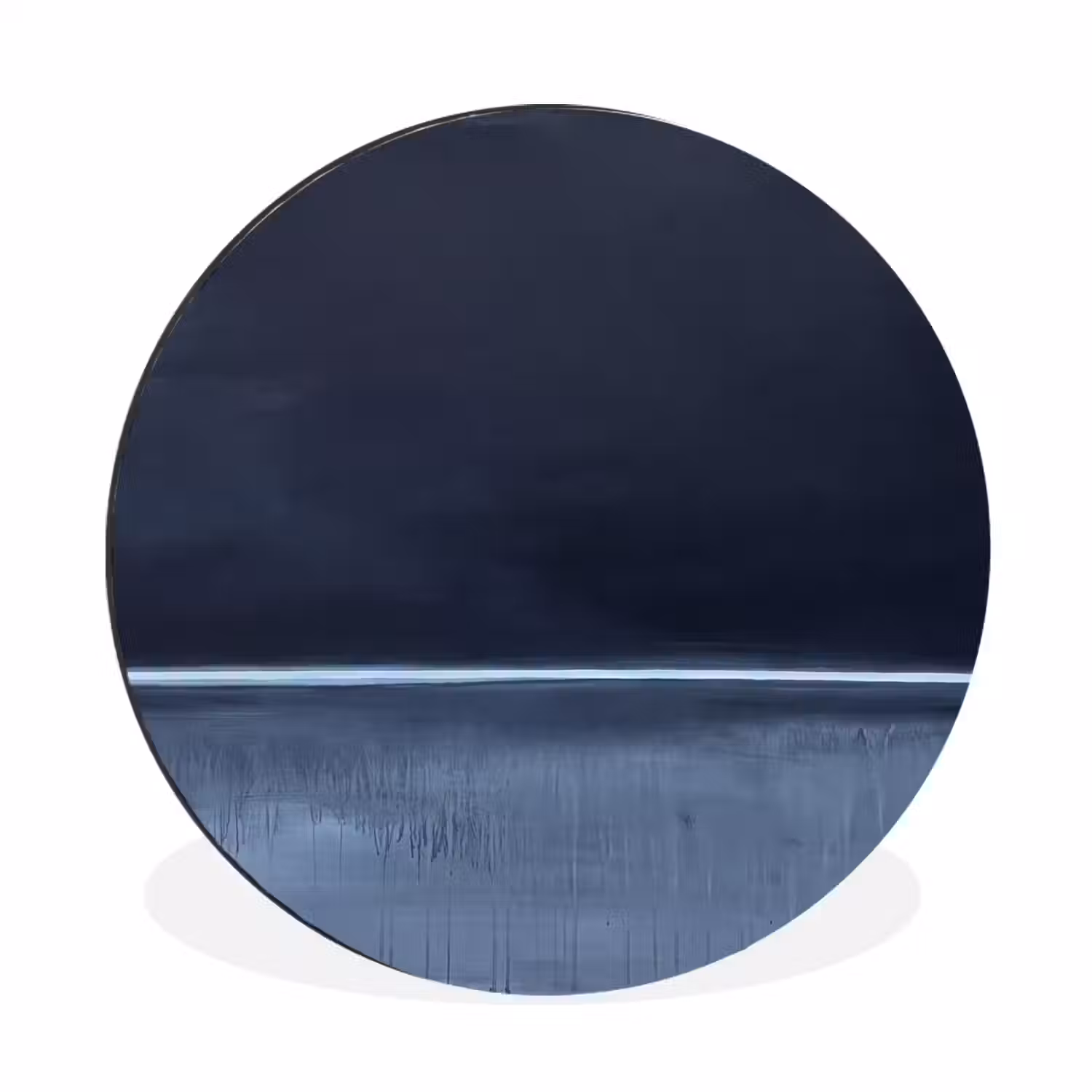 Abstract - Horizontale lijn - Minimalistisch - Donkerblauw - Kunst Wandcirkel aluminium klein -3d