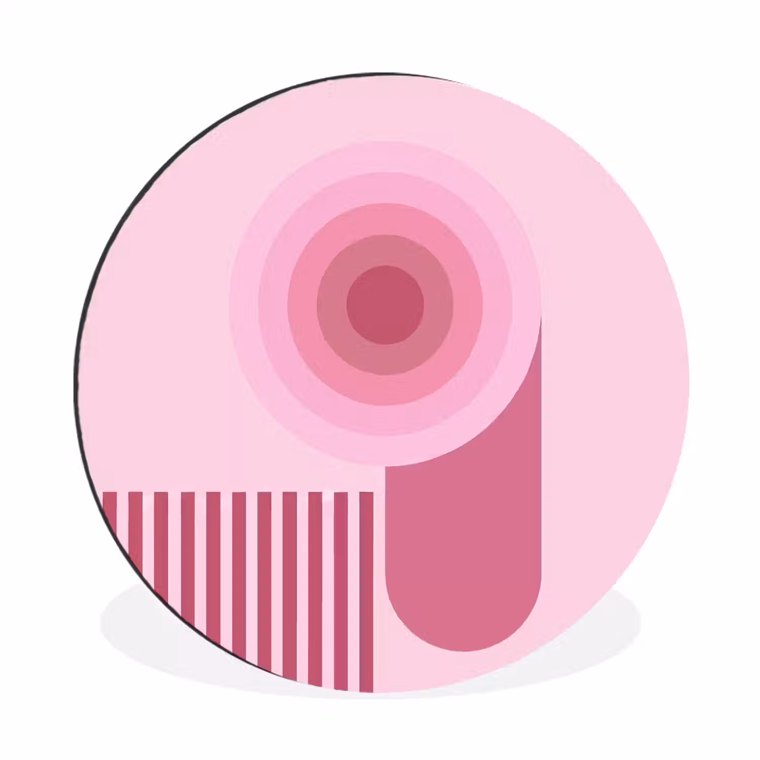 Abstract - Cirkels - Strepen - Modern - Roze Wandcirkel aluminium klein -3d