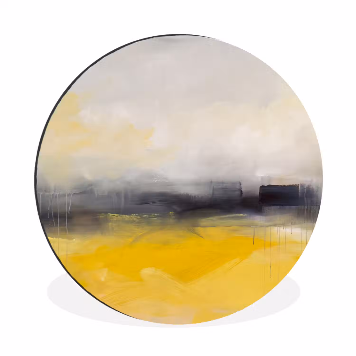 Abstract - Landschap - Modern - Geel Wandcirkel aluminium klein -3d