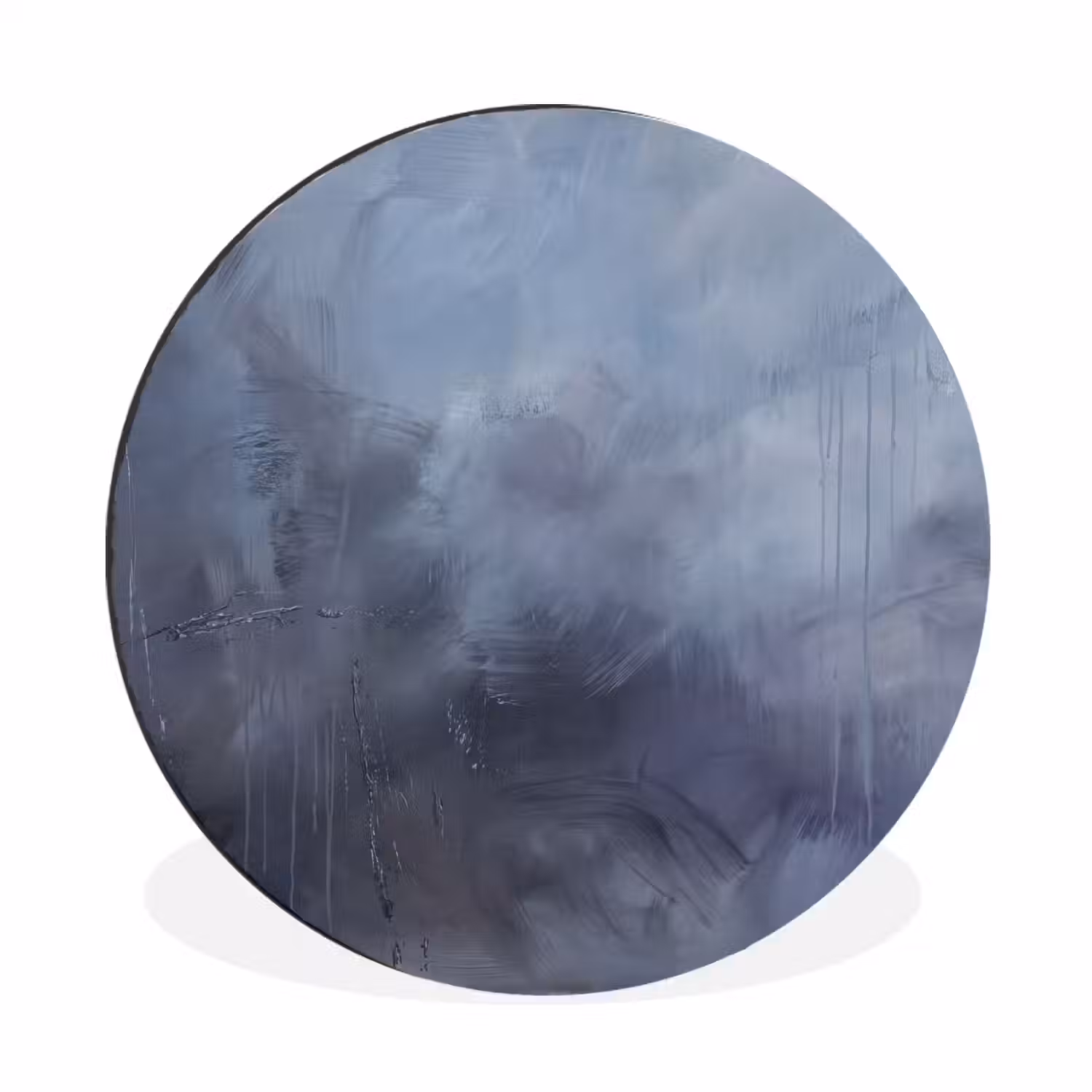 Abstract - Kwaststreken - Modern - Kunst - Grijs Wandcirkel aluminium klein -3d