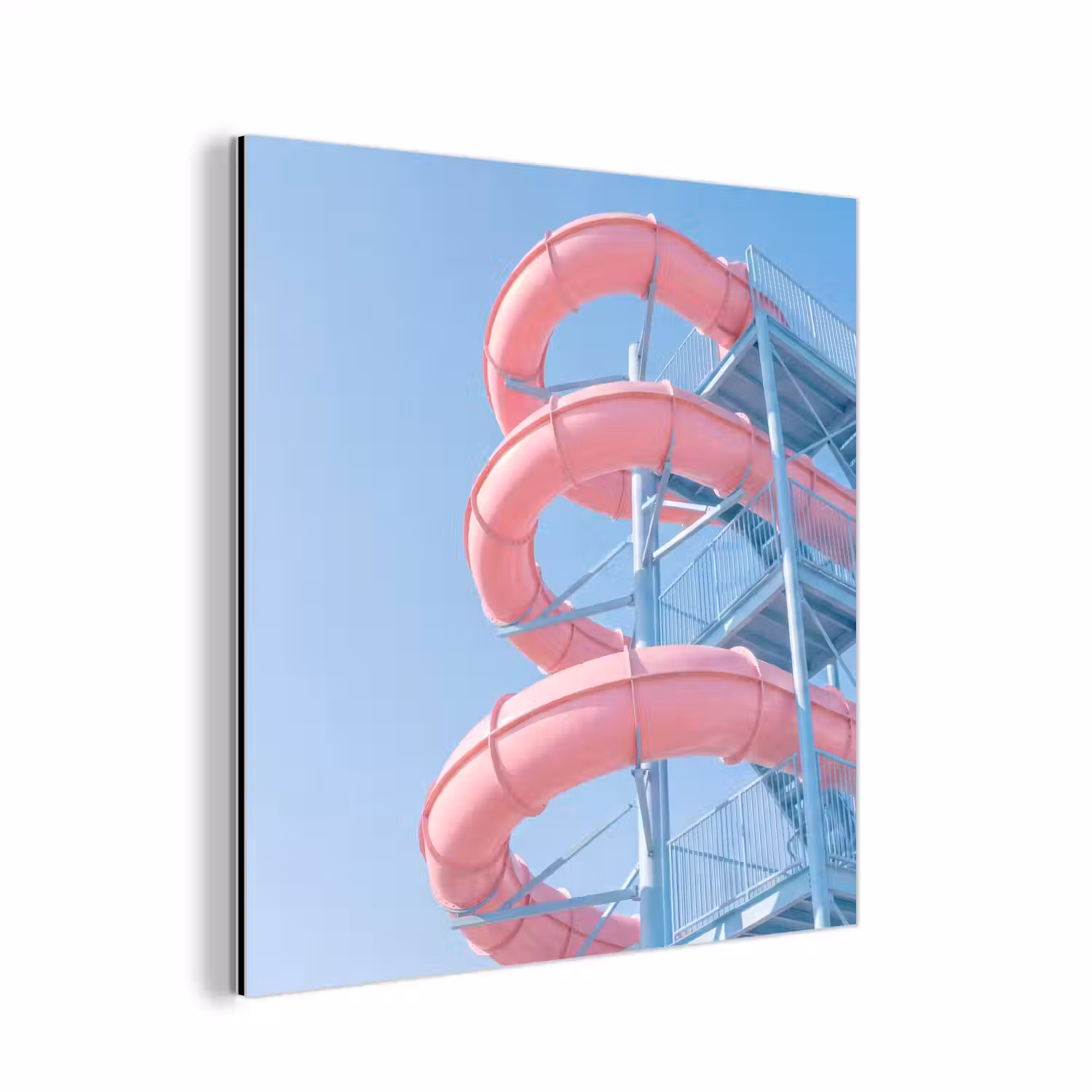 Glijbaan - Waterpark - Spiraal - Modern - Roze aluminium wit klein -3d