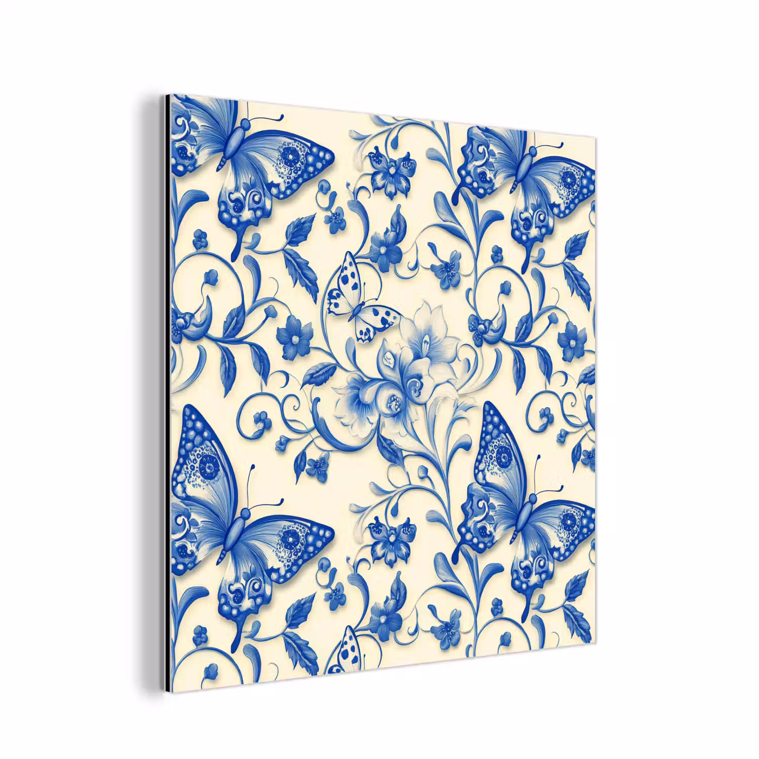 Vlinders - Bloemen - Blauw - Botanisch aluminium wit klein 46 -3d