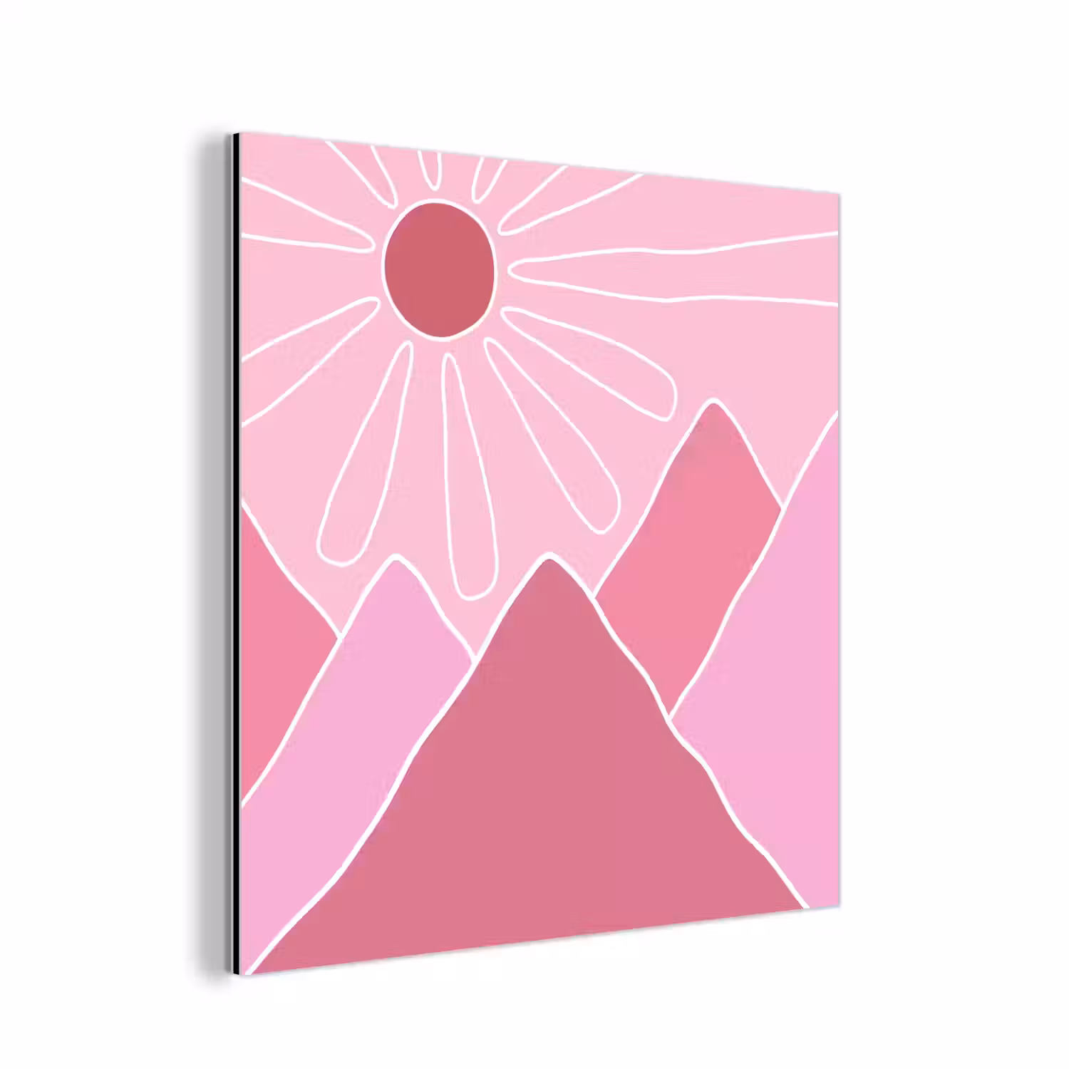 Zon - Bergen - Natuur - Abstract - Roze aluminium wit klein -3d