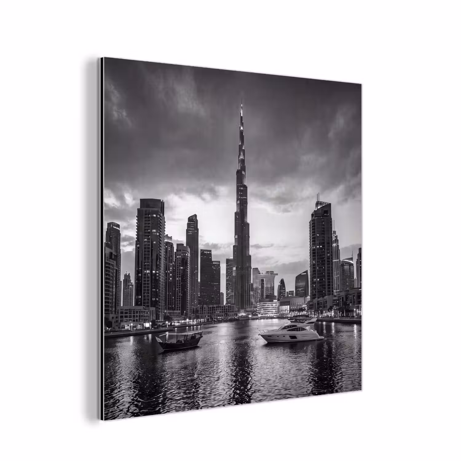 Stad - Skyline - Architectuur - Avond - Zwart-wit aluminium wit klein -3d