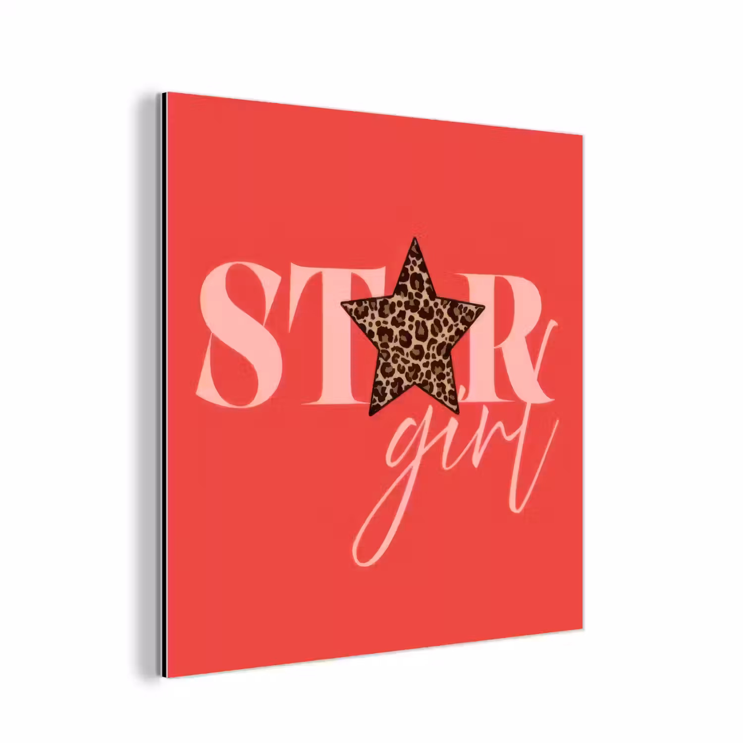 Star girl - Rood - Panter - Ster aluminium wit klein -3d