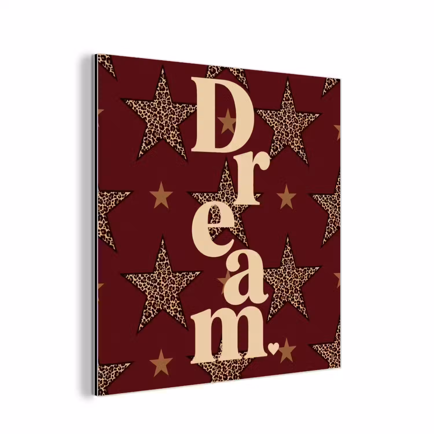 Sterren - Luipaardprint - Dream - Bordeaux aluminium wit klein -3d