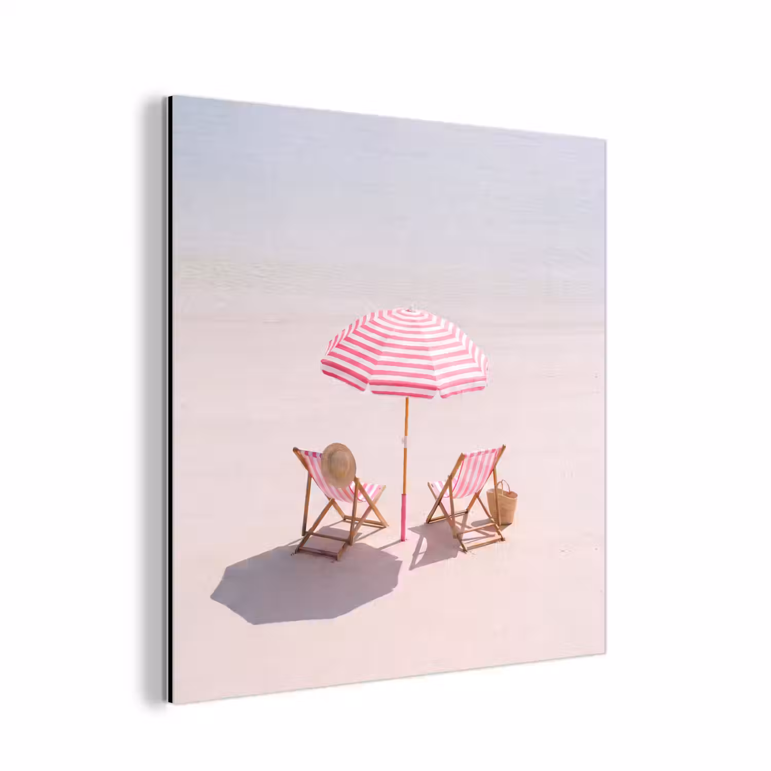 Strand - Parasol - Ligstoel - Zomer - Roze aluminium wit klein -3d