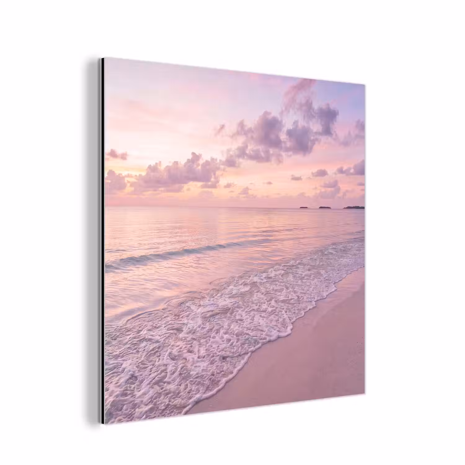 Strand - Zonsondergang - Natuur - Minimalistisch - Roze aluminium wit klein -3d