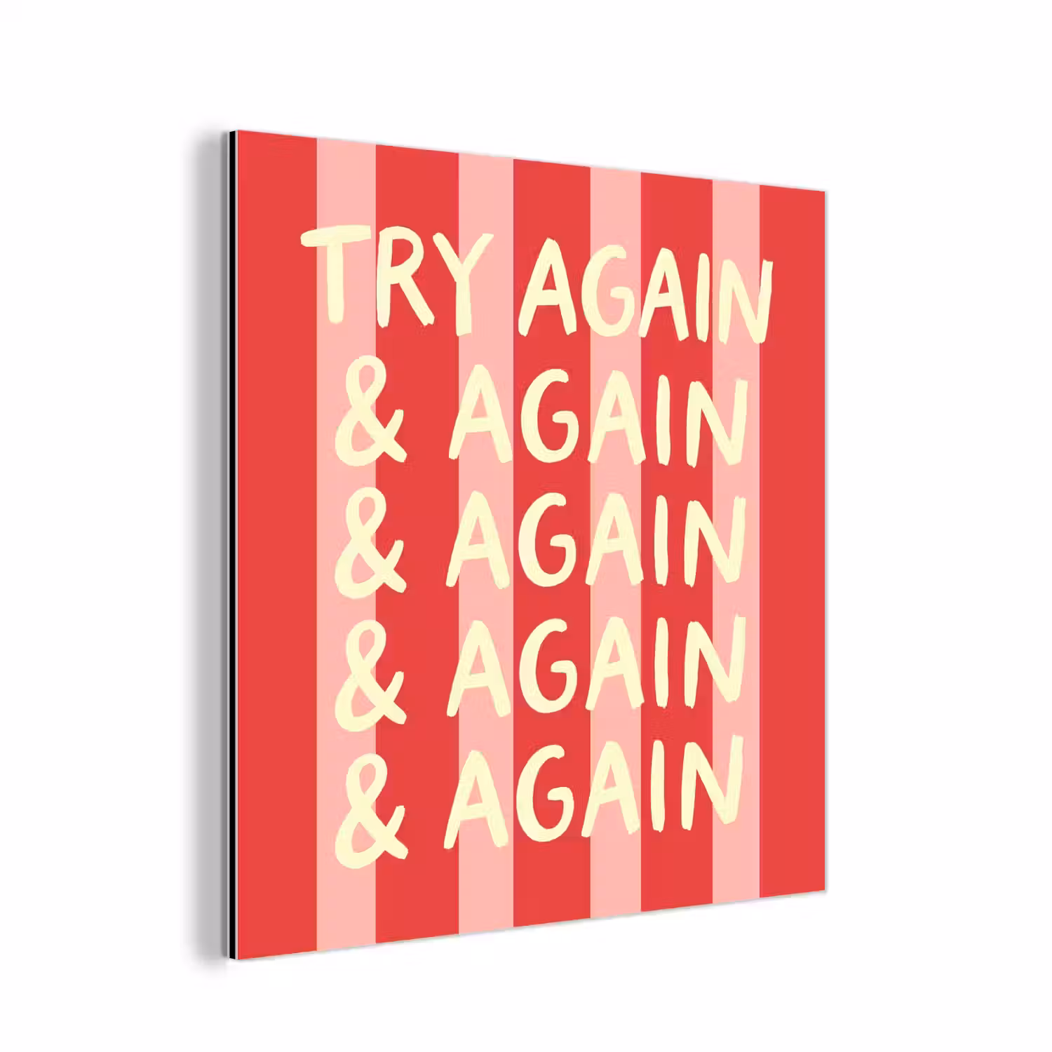 Strepen - Rood - Try again aluminium wit klein -3d