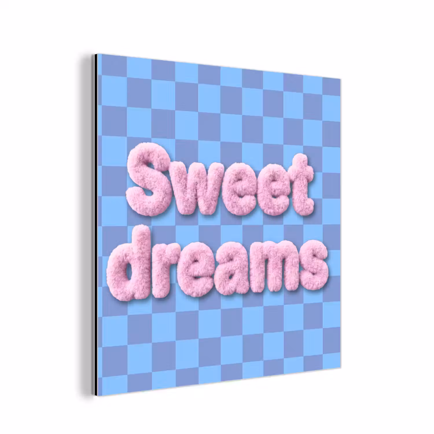Sweet dreams - Vierkanten - Roze - Blauw aluminium wit klein -3d