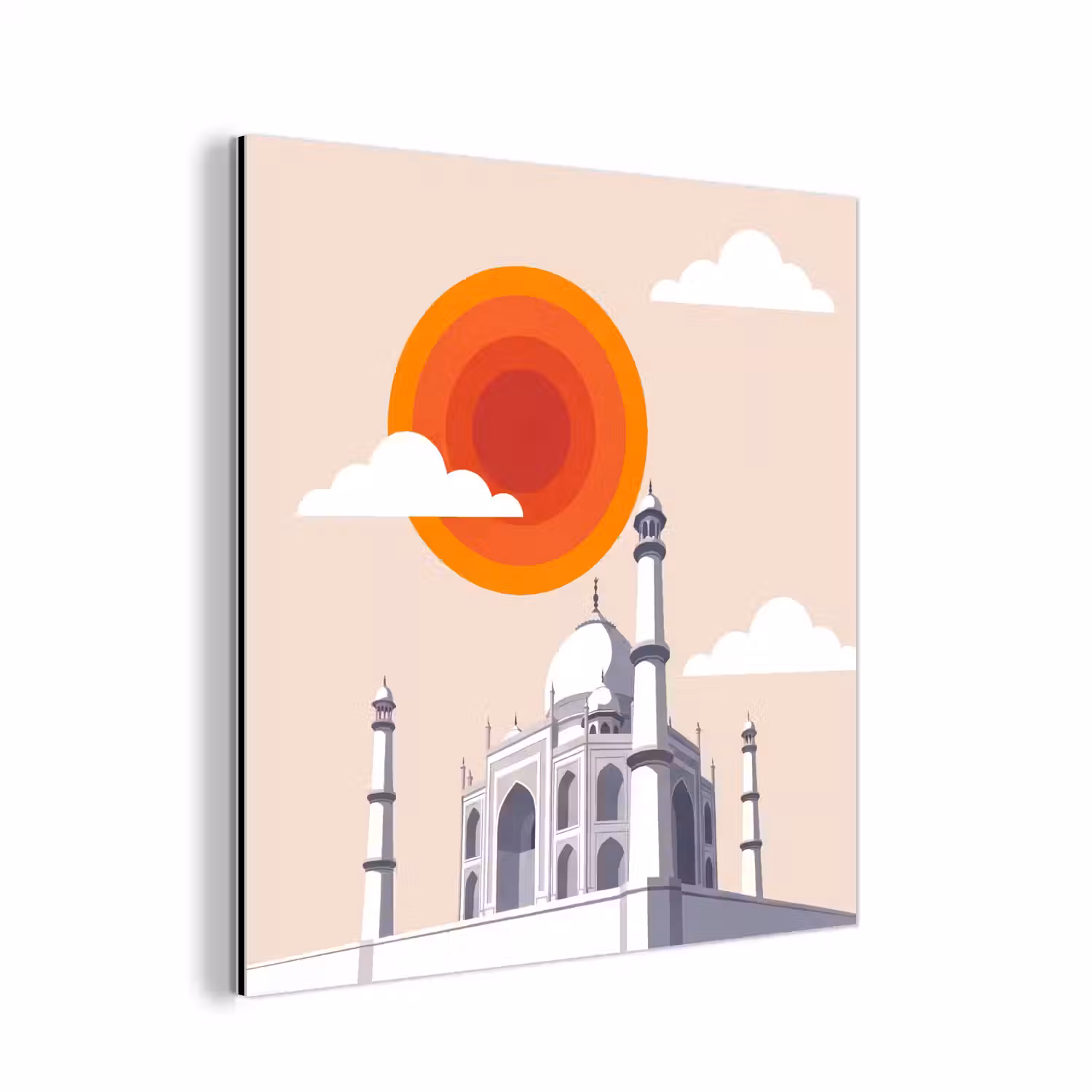 Taj Mahal - Zon - Koepel - Architectuur - India - Grafisch aluminium wit klein -3d