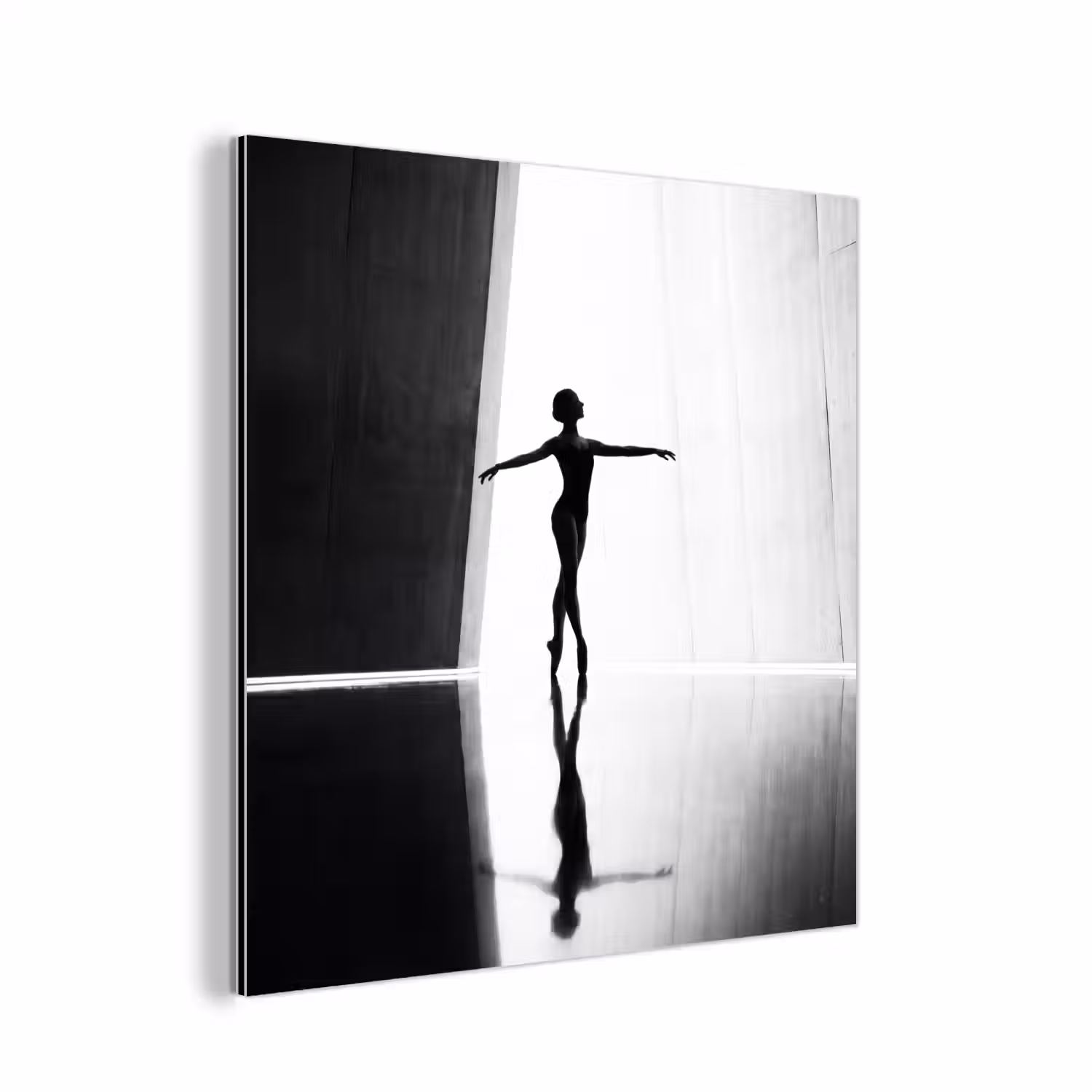 Danser - Silhouette - Kunst - Modern - Zwart-wit aluminium wit klein -3d