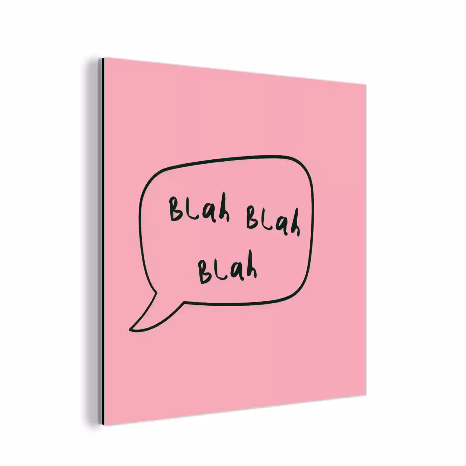 Tekstwolkje - BLAH BLAH BLAH - Roze aluminium wit klein -3d