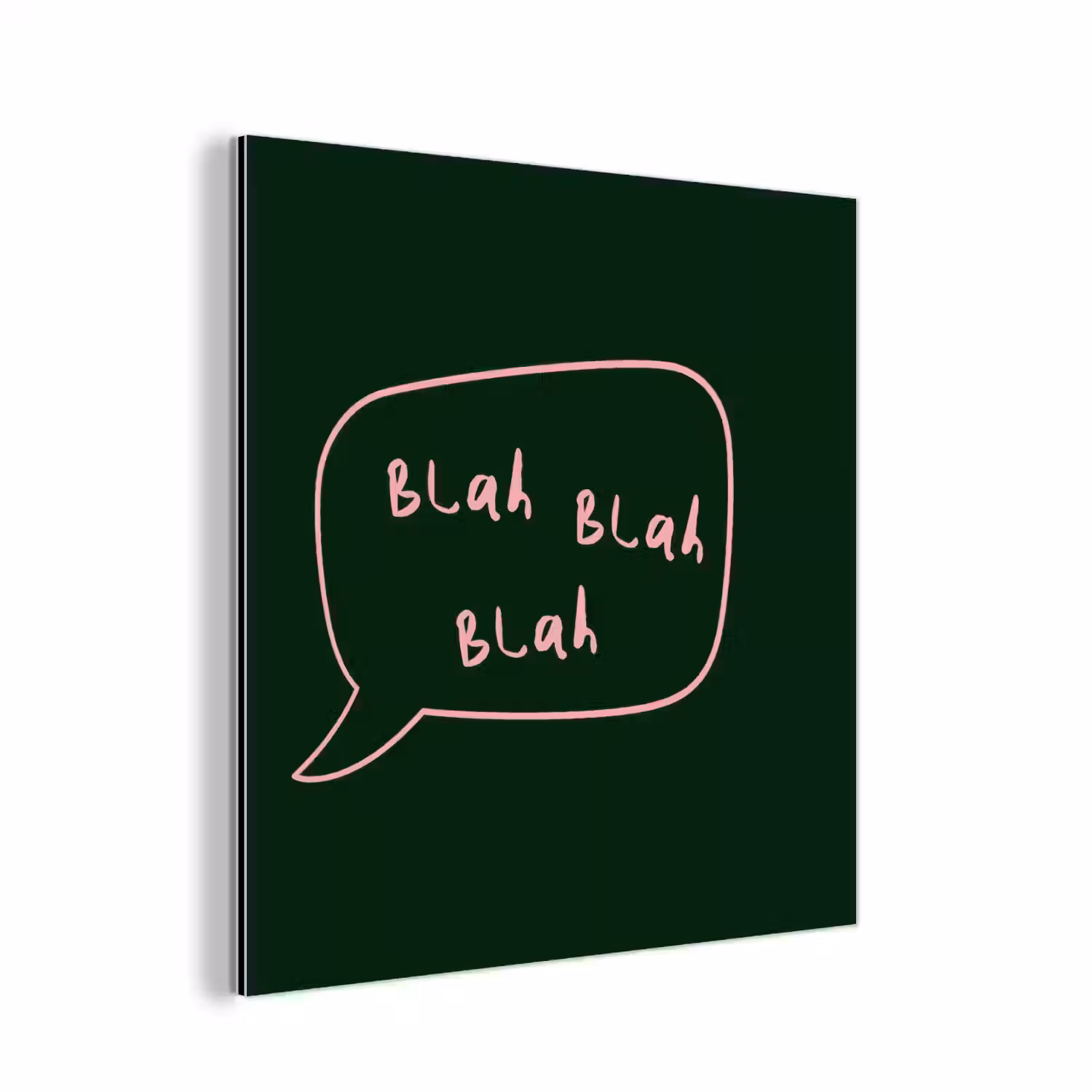 Tekstwolkje - Donkergroen - BLAH BLAH BLAH aluminium wit klein -3d