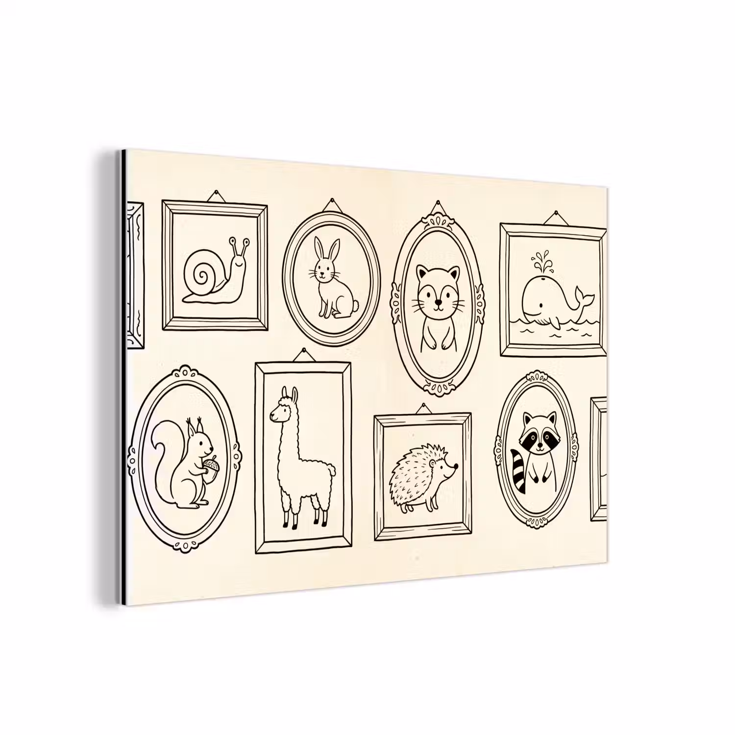 Dieren - Illustratie - Lijsten - Galerij - Speels aluminium wit klein -3d